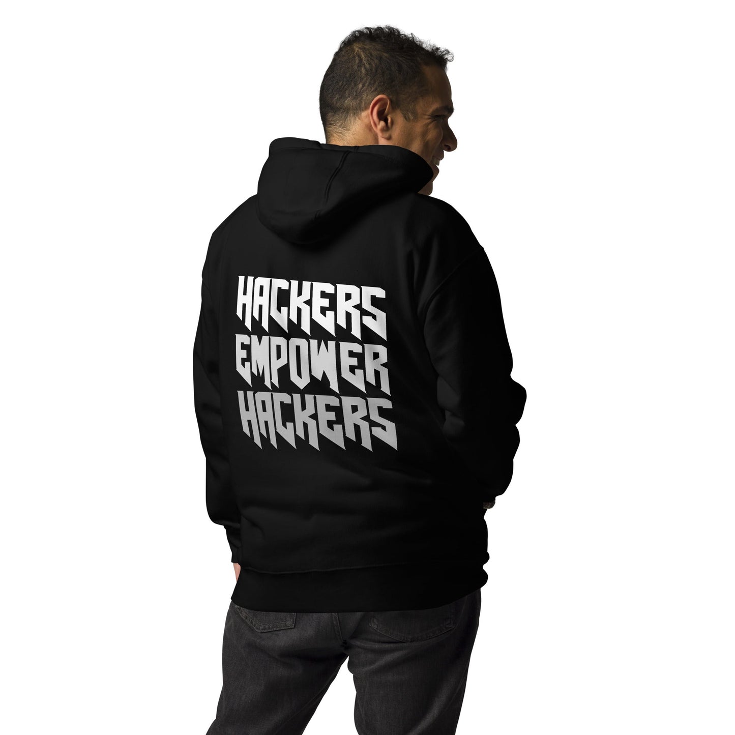 Hackers Empower Hackers V4 - Unisex Hoodie ( Back Print ) by DarkByteGear