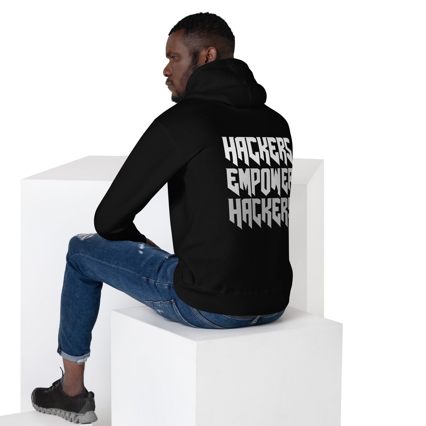 Hackers Empower Hackers V4 - Unisex Hoodie ( Back Print ) by DarkByteGear