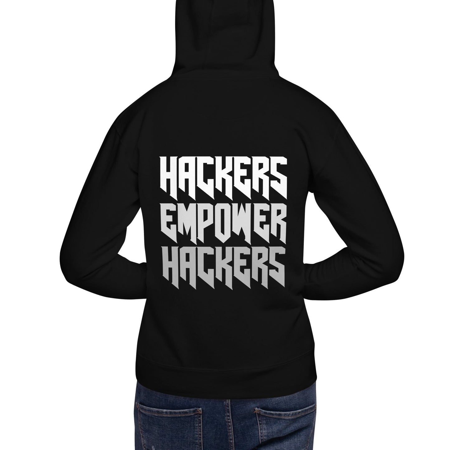 Hackers Empower Hackers V4 - Unisex Hoodie ( Back Print ) by DarkByteGear