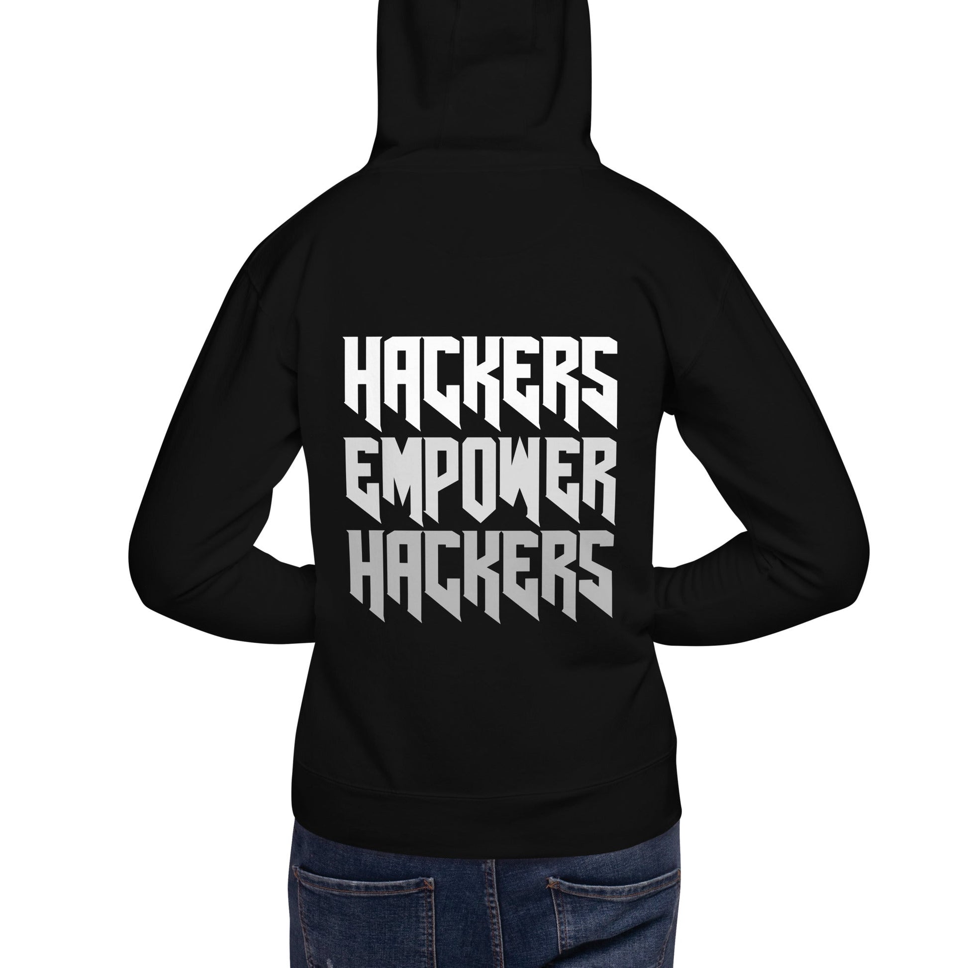 Hackers Empower Hackers V4 - Unisex Hoodie ( Back Print ) by DarkByteGear