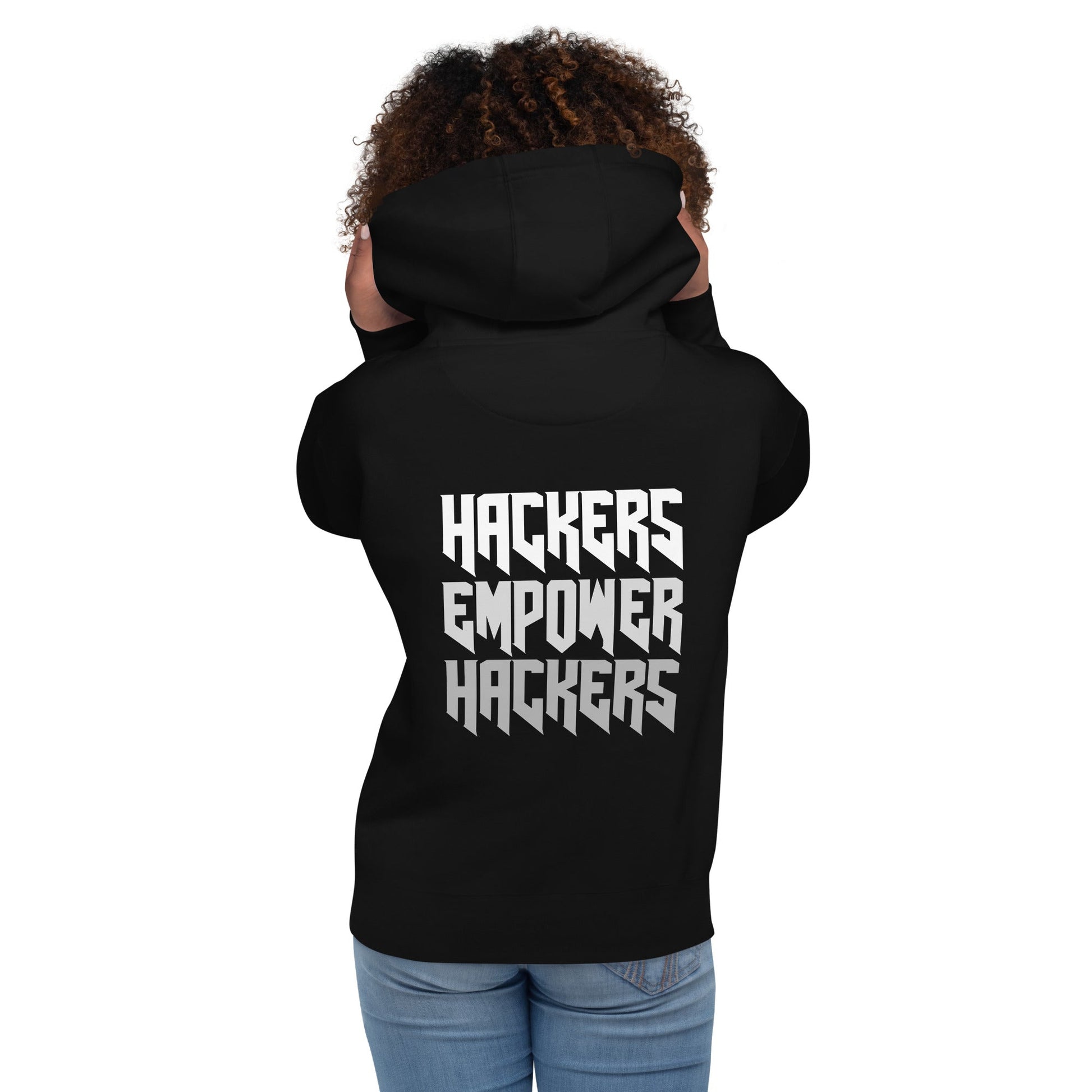 Hackers Empower Hackers V4 - Unisex Hoodie ( Back Print ) by DarkByteGear