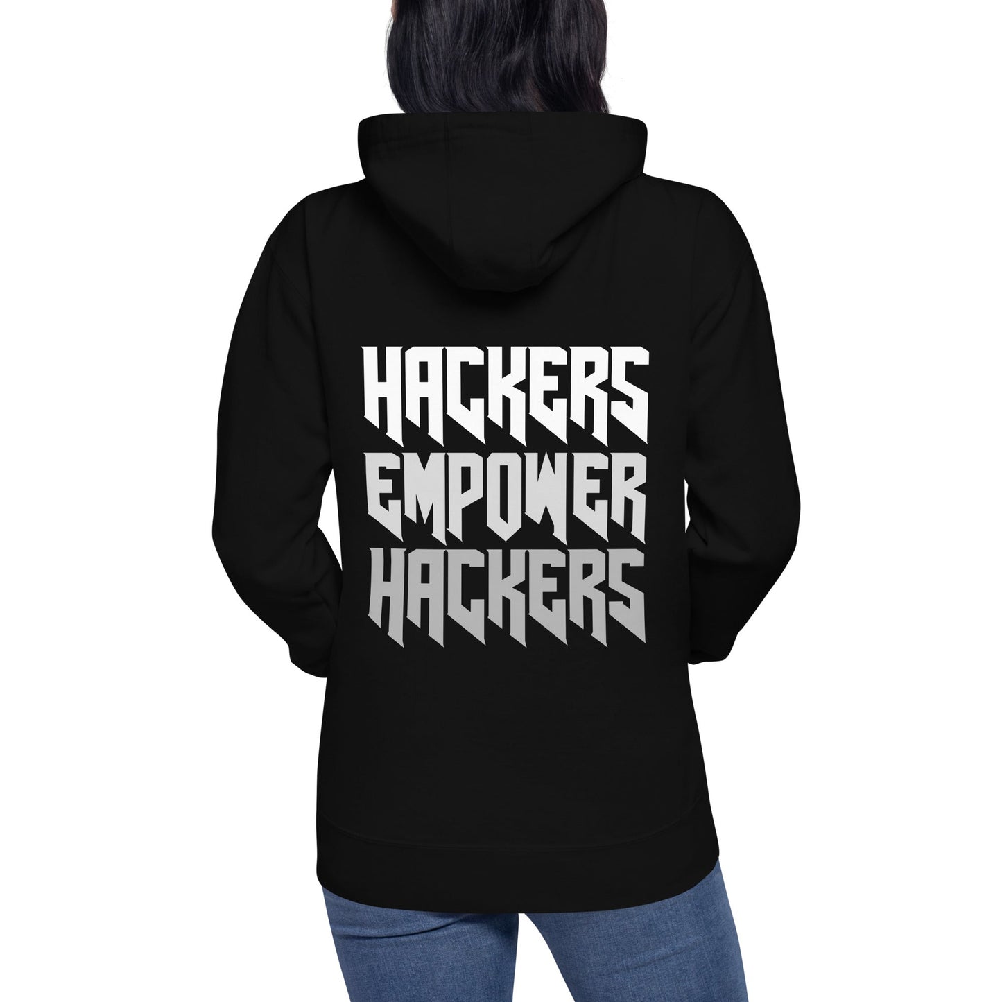 Hackers Empower Hackers V4 - Unisex Hoodie ( Back Print ) by DarkByteGear