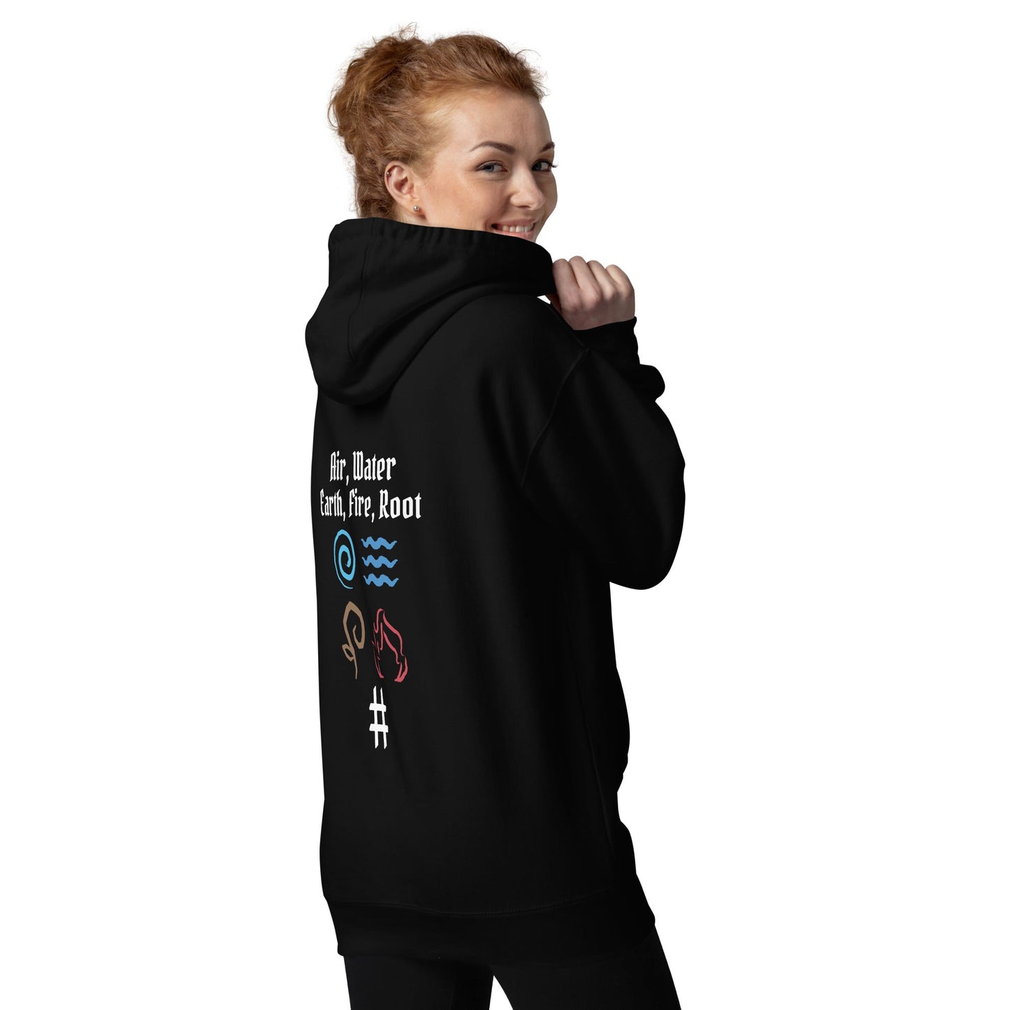 Air, Water, Earth, Fire, Root - Unisex Hoodie ( Back Print ) by DarkByteGear