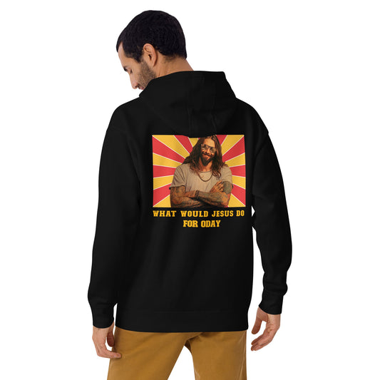 What would Jesus do for 0day v1 - Unisex Hoodie (back print) by DarkByteGear