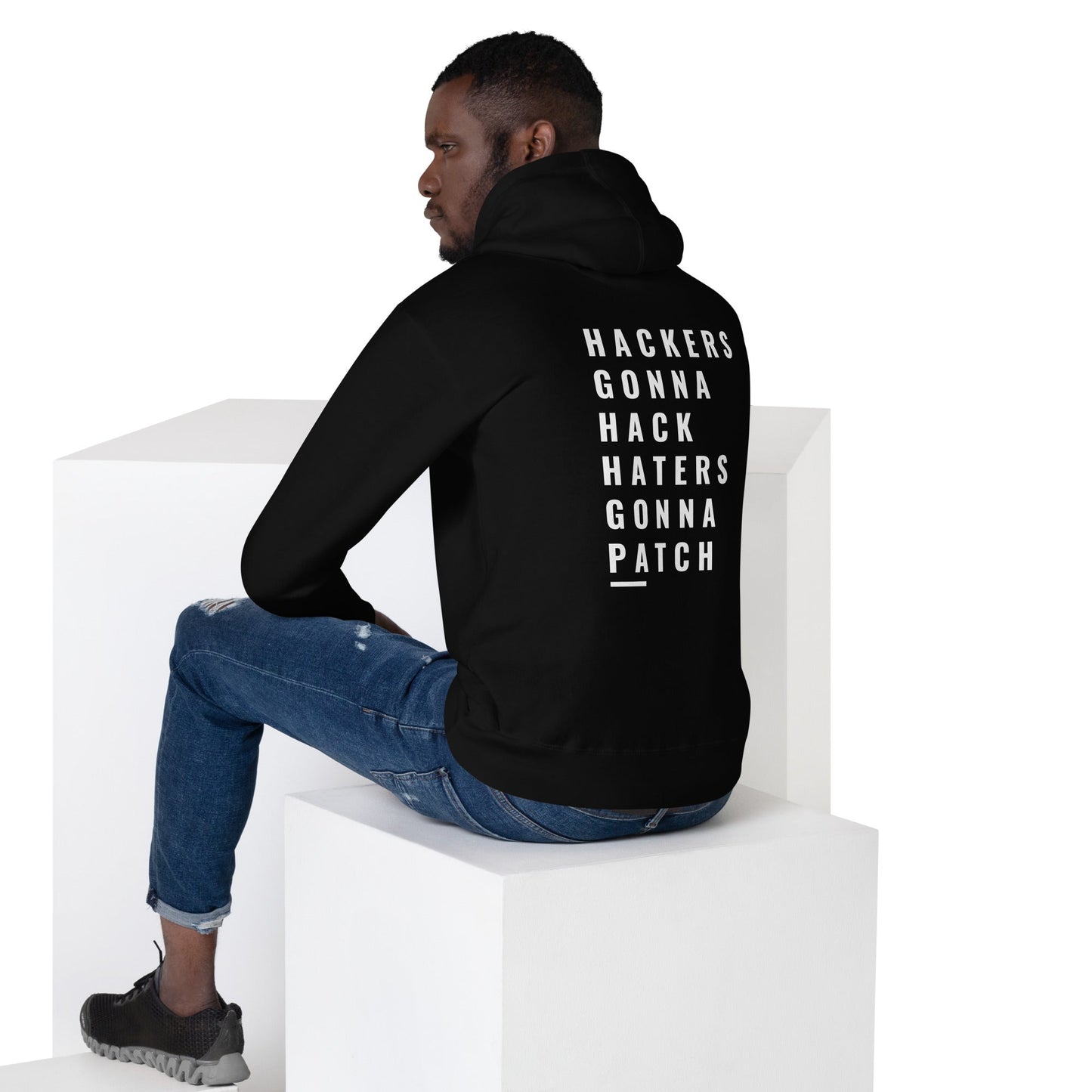 Hackers Gonna Hack: Haters Gonna Patch - Unisex Hoodie ( Back Print ) by DarkByteGear
