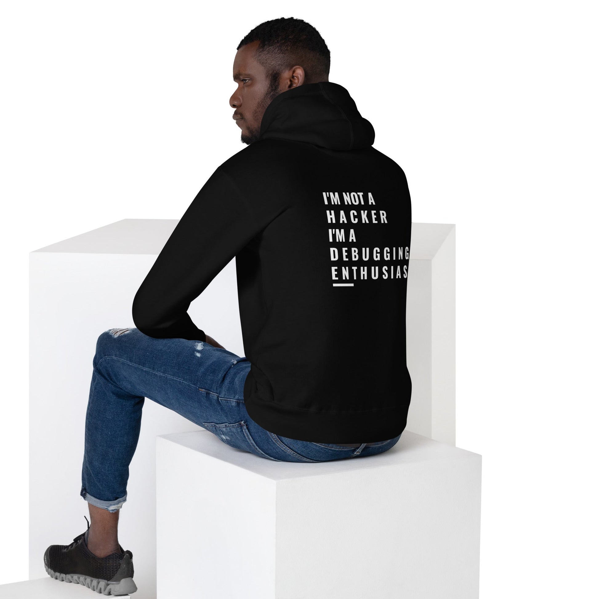 I'm not a Hacker: I'm a Debugging Enthusiast - Unisex Hoodie ( Back Print ) by DarkByteGear