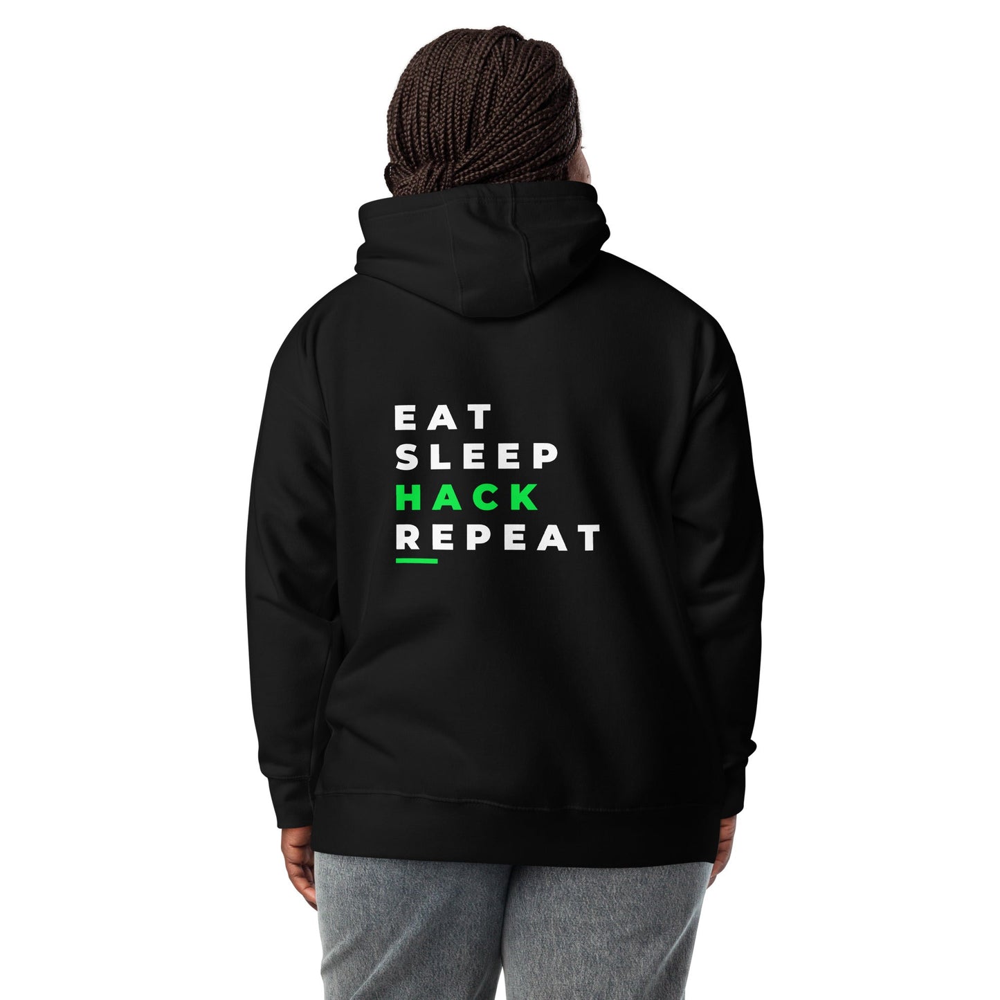 Eat, Sleep, Hack, Repeat V2 - Unisex Hoodie ( Back Print ) by DarkByteGear