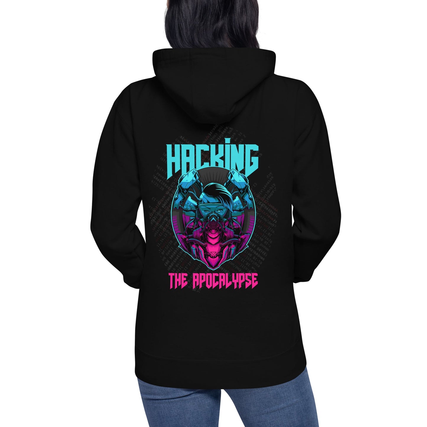 Hacking the apocalypse V2 - Unisex Hoodie ( Back Print ) by DarkByteGear