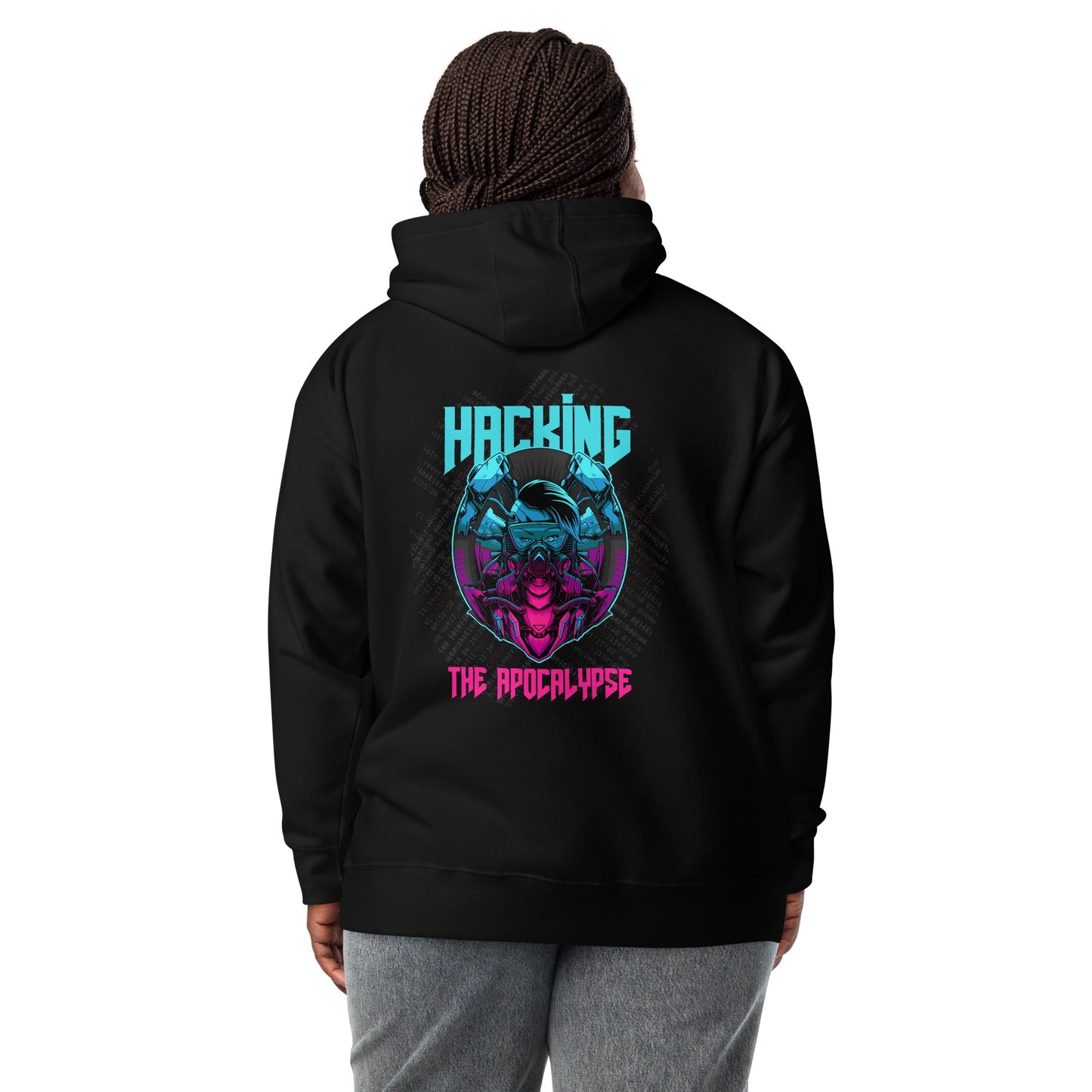 Hacking the apocalypse V2 - Unisex Hoodie ( Back Print ) by DarkByteGear