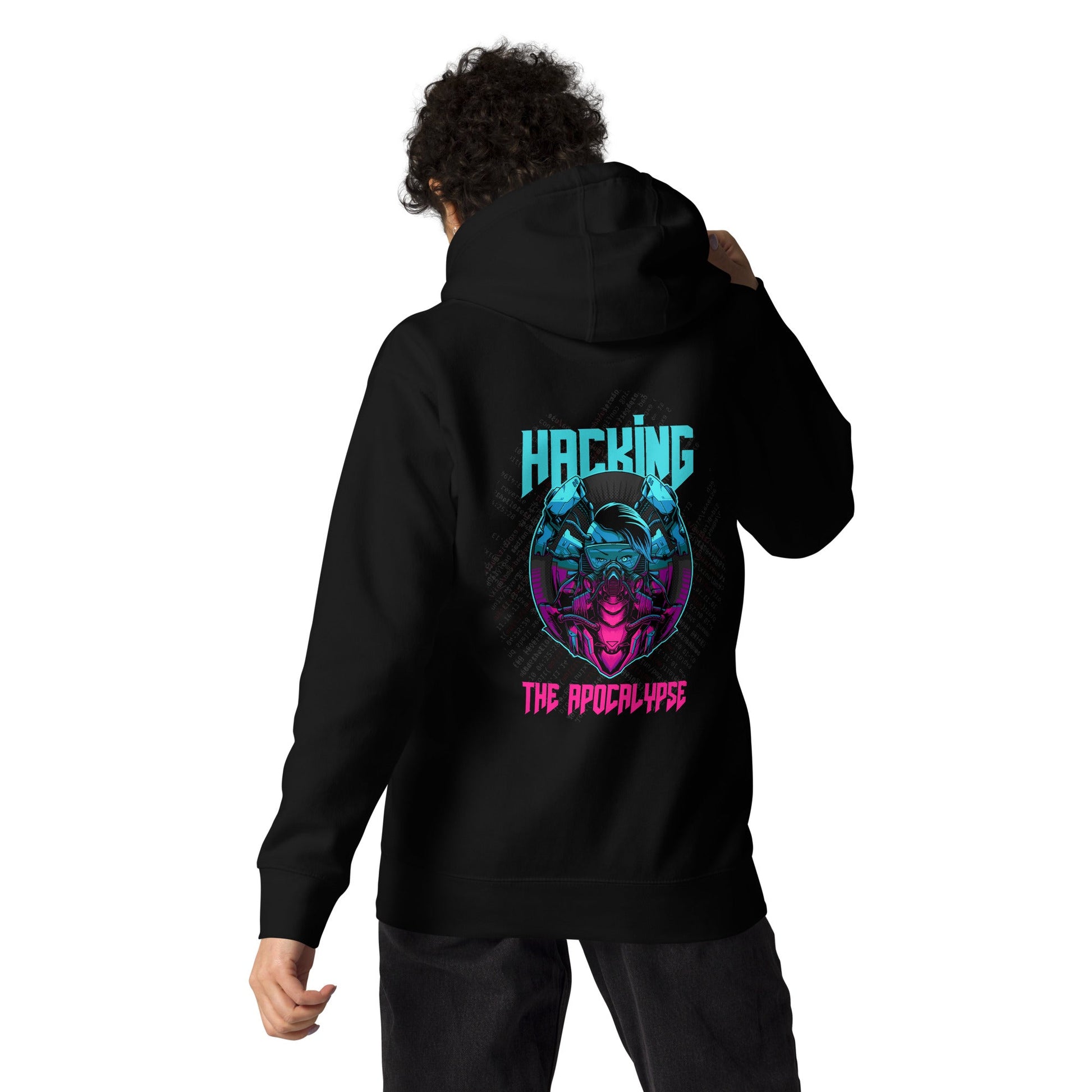 Hacking the apocalypse V2 - Unisex Hoodie ( Back Print ) by DarkByteGear