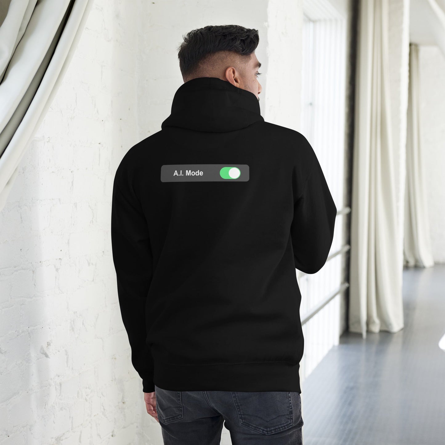 AI mode On - Unisex Hoodie (back print) by DarkByteGear