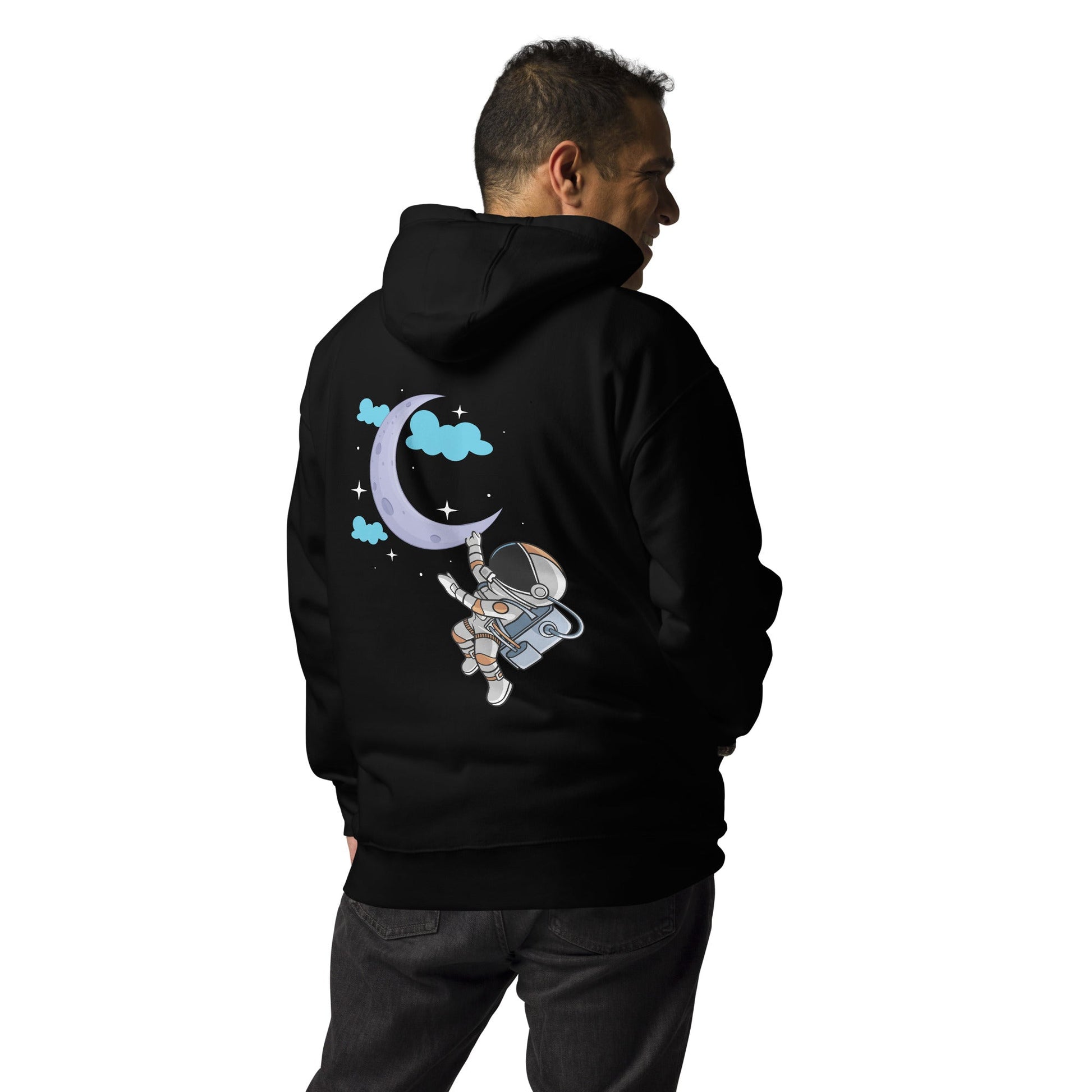 Full Moon Astronaut - Unisex Hoodie ( Back Print ) by DarkByteGear