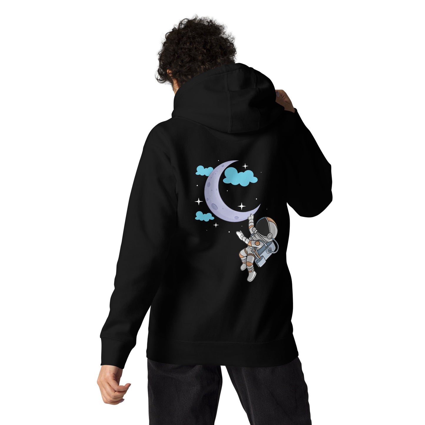 Full Moon Astronaut - Unisex Hoodie ( Back Print ) by DarkByteGear