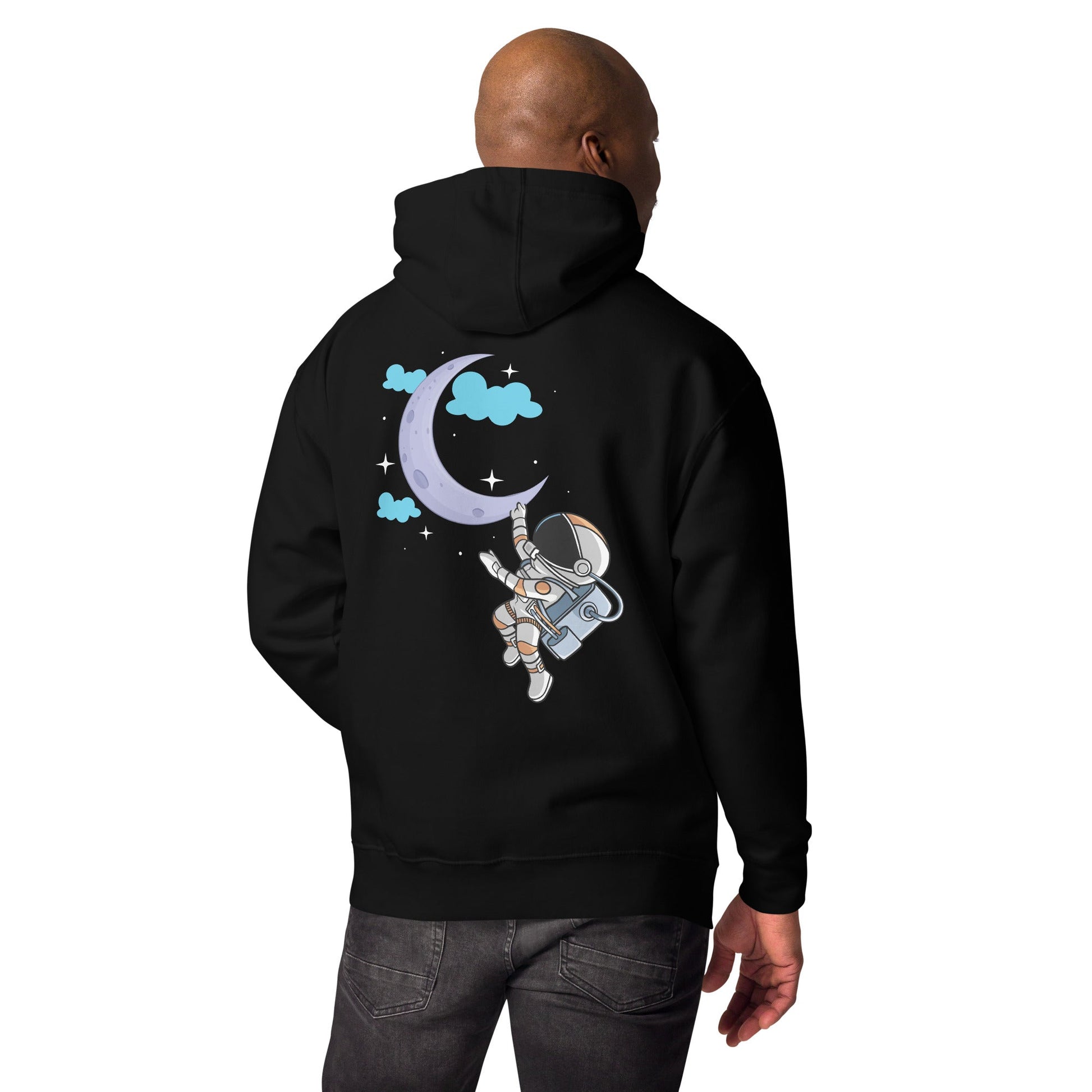 Full Moon Astronaut - Unisex Hoodie ( Back Print ) by DarkByteGear