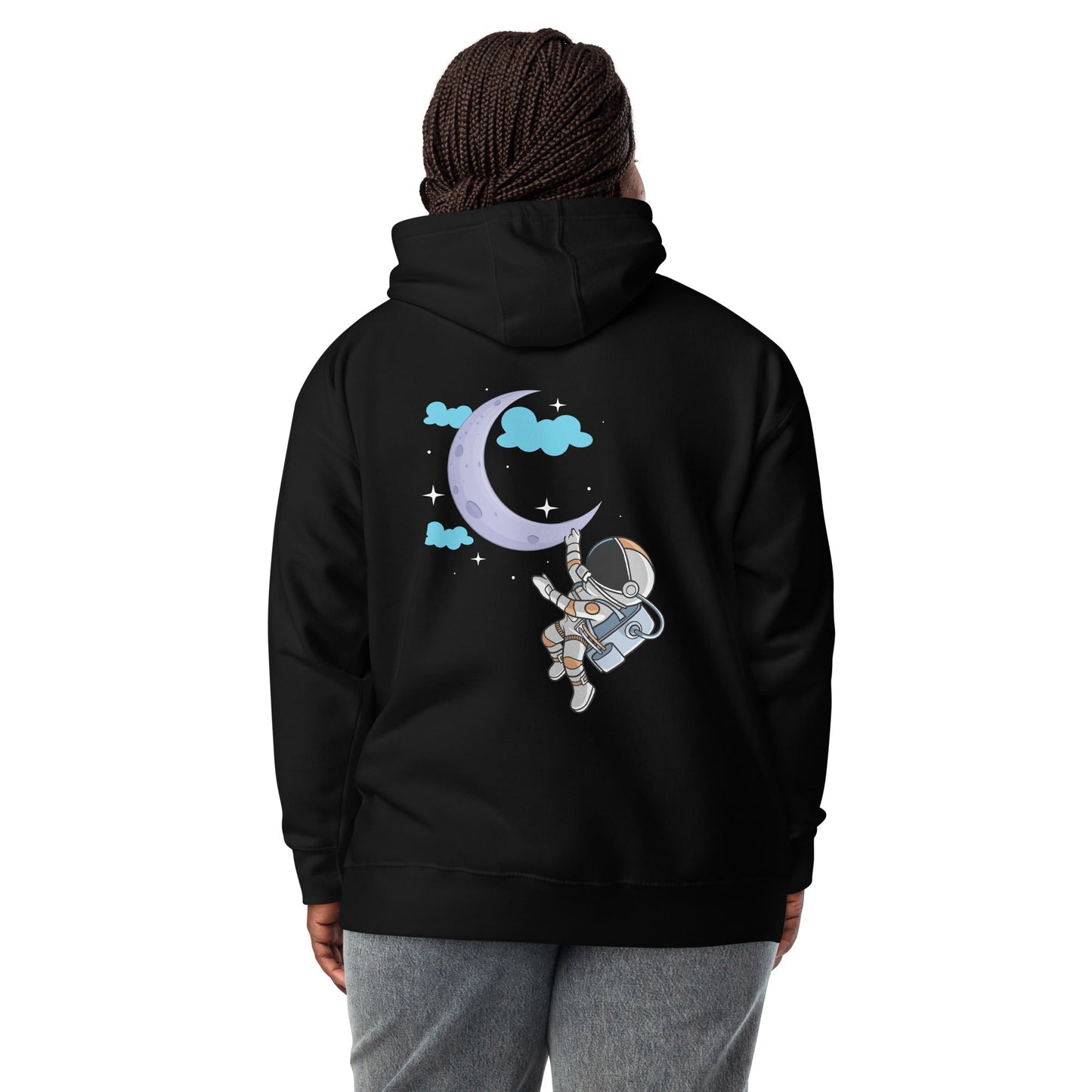 Full Moon Astronaut - Unisex Hoodie ( Back Print ) by DarkByteGear
