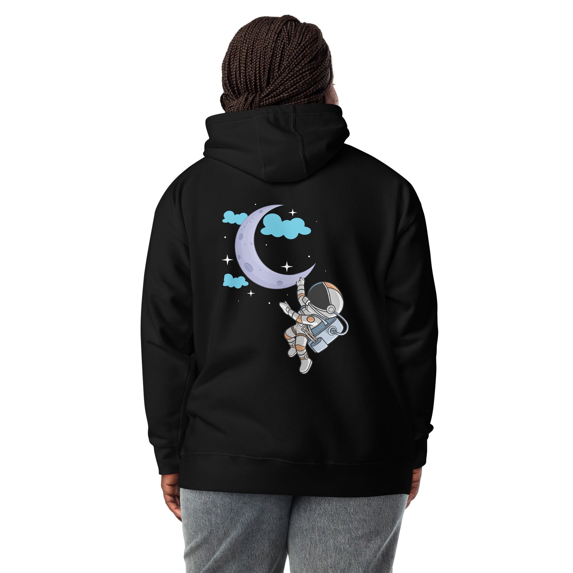 Full Moon Astronaut - Unisex Hoodie ( Back Print ) by DarkByteGear