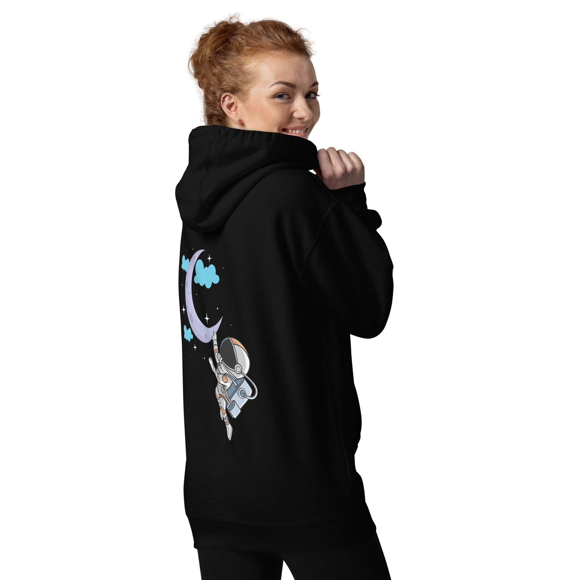 Full Moon Astronaut - Unisex Hoodie ( Back Print ) by DarkByteGear