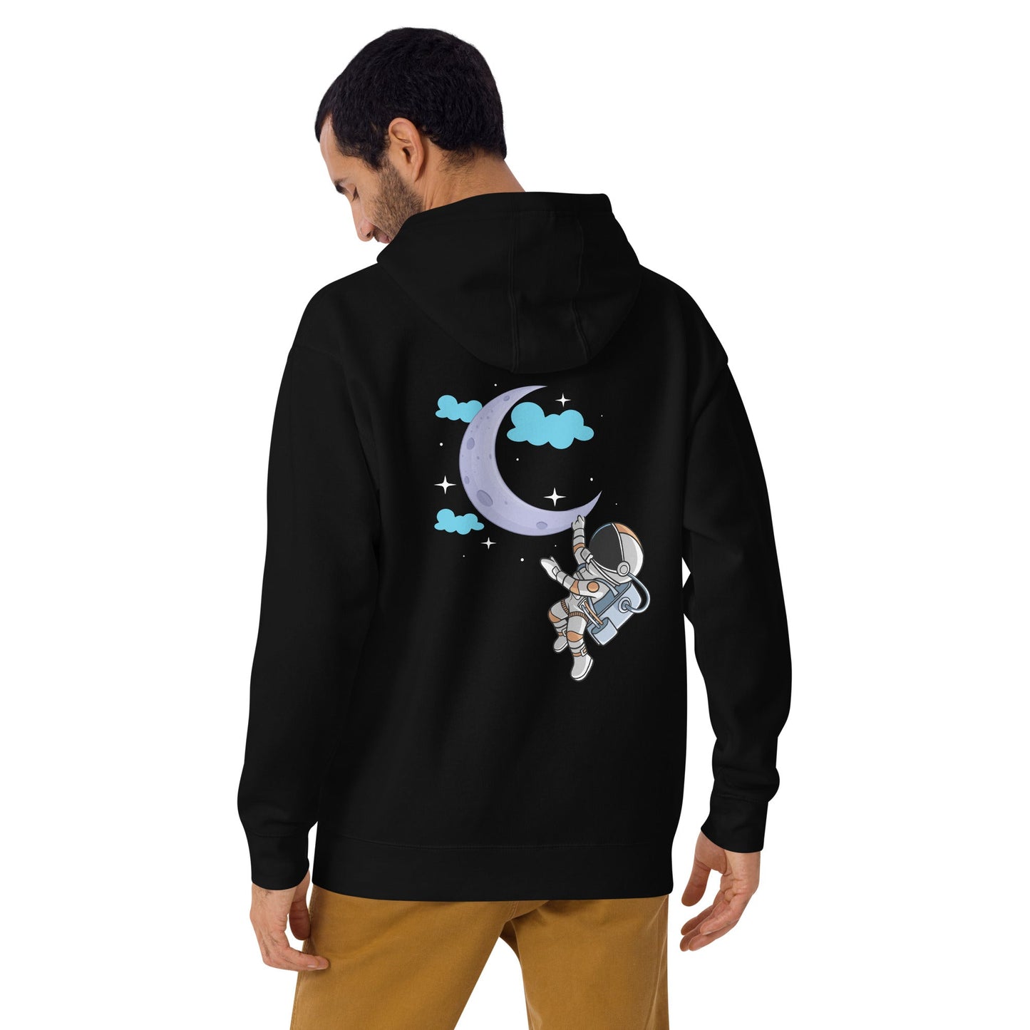 Full Moon Astronaut - Unisex Hoodie ( Back Print ) by DarkByteGear