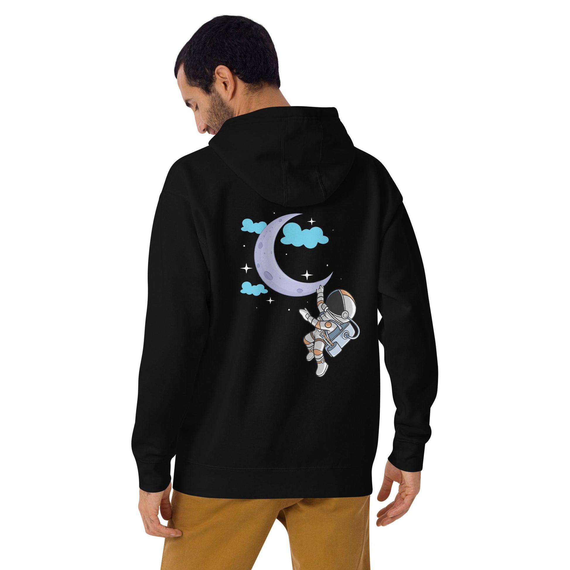 Full Moon Astronaut - Unisex Hoodie ( Back Print ) by DarkByteGear
