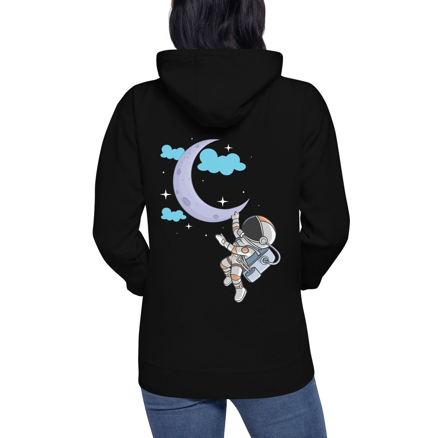Full Moon Astronaut - Unisex Hoodie ( Back Print ) by DarkByteGear