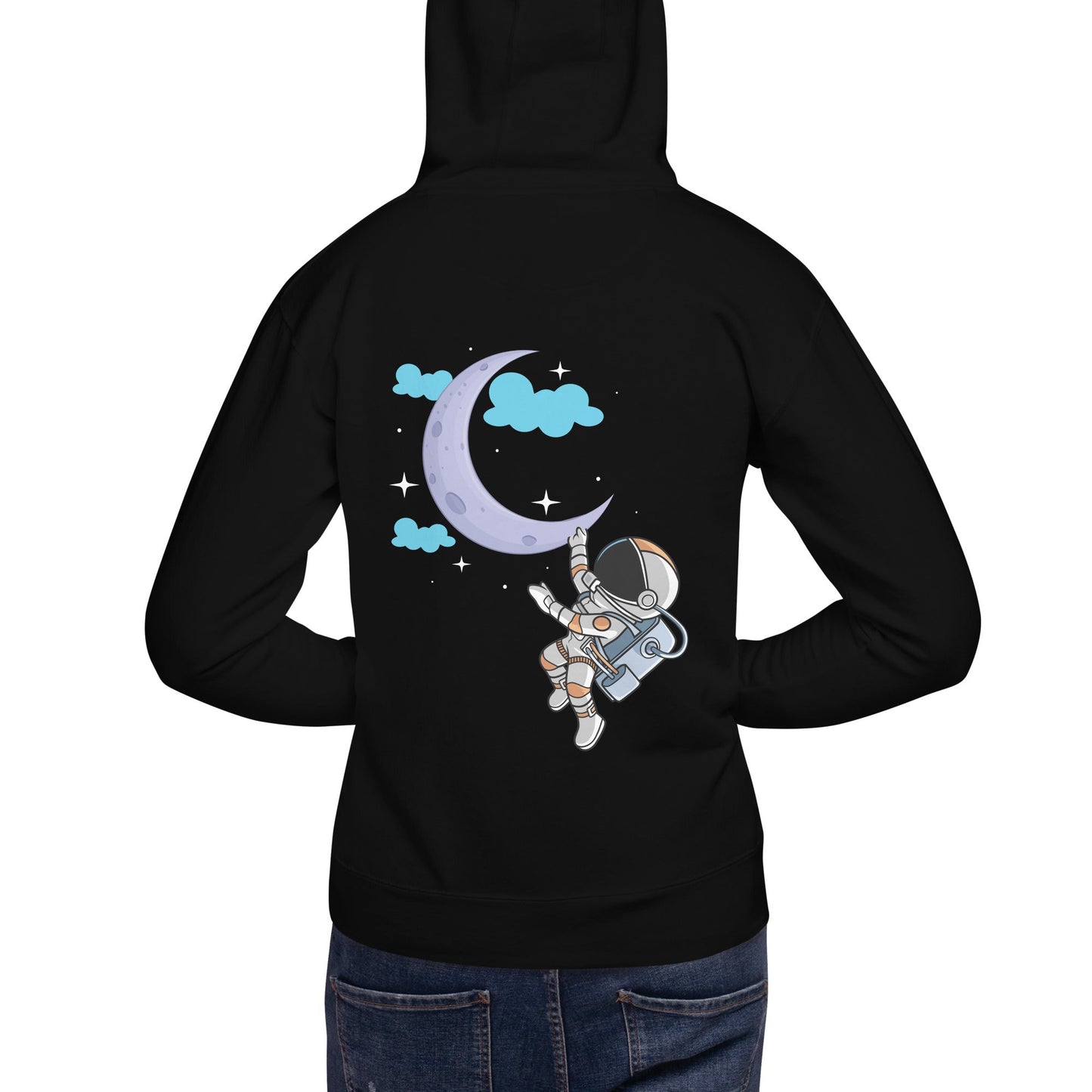 Full Moon Astronaut - Unisex Hoodie ( Back Print ) by DarkByteGear
