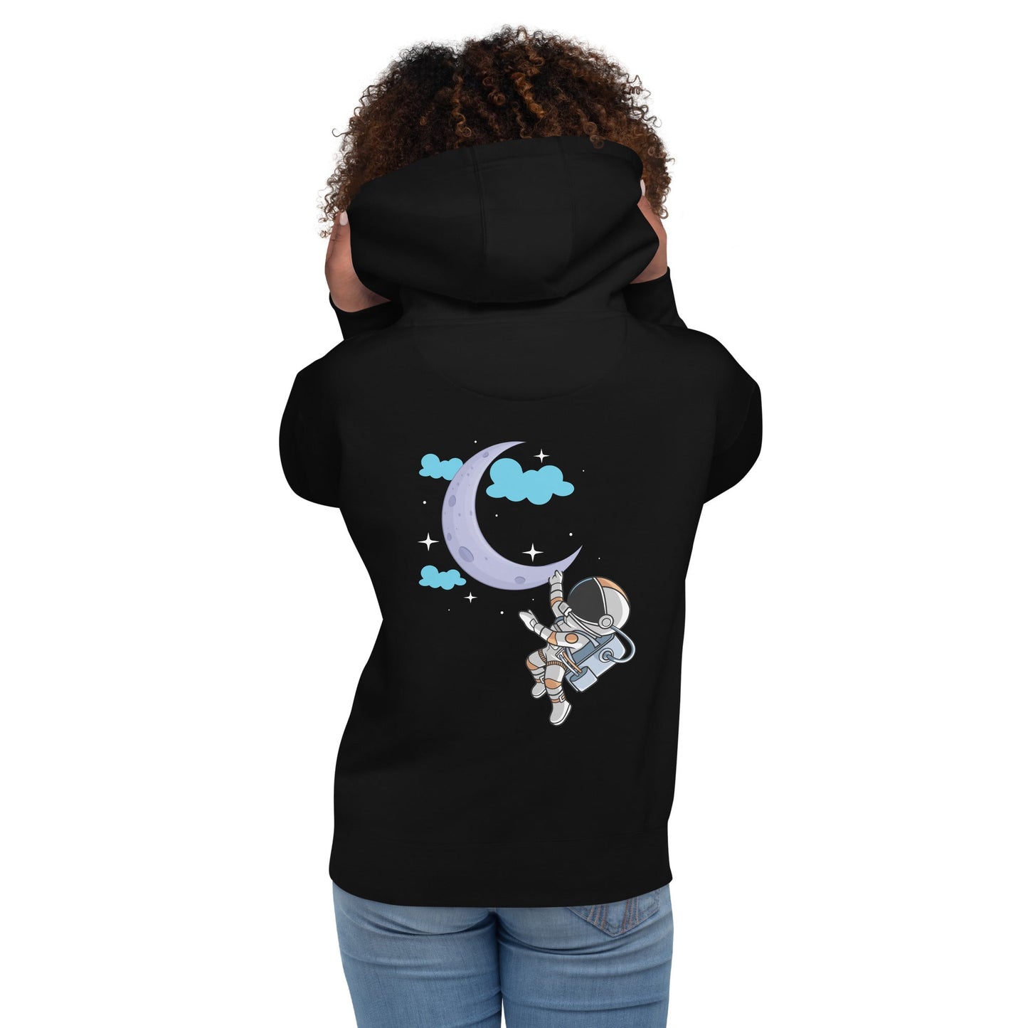 Full Moon Astronaut - Unisex Hoodie ( Back Print ) by DarkByteGear
