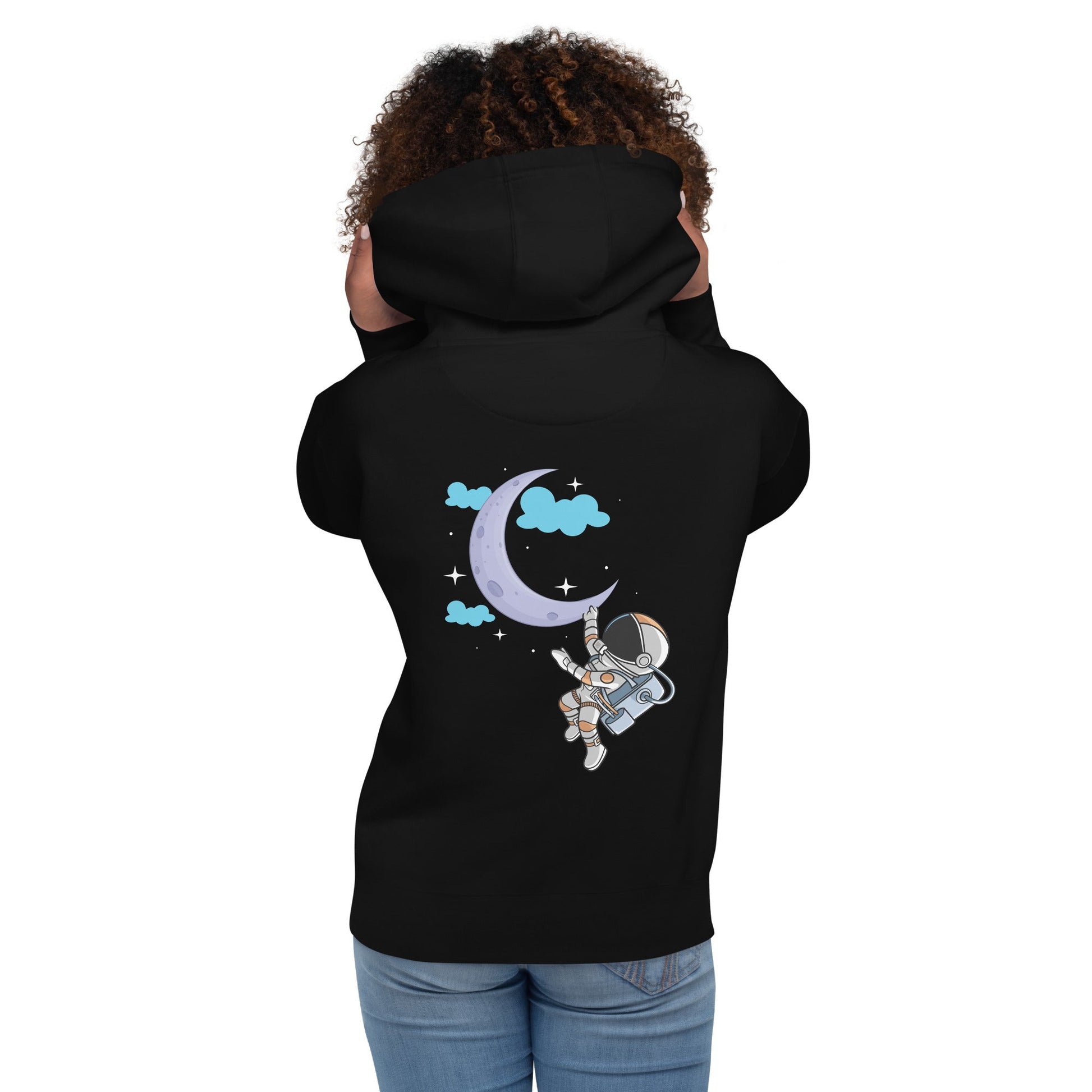 Full Moon Astronaut - Unisex Hoodie ( Back Print ) by DarkByteGear