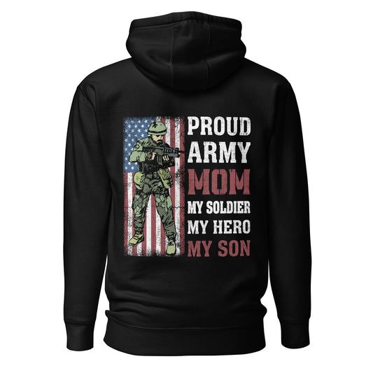 Proud Army Mom - Unisex Hoodie (back print) by DarkByteGear