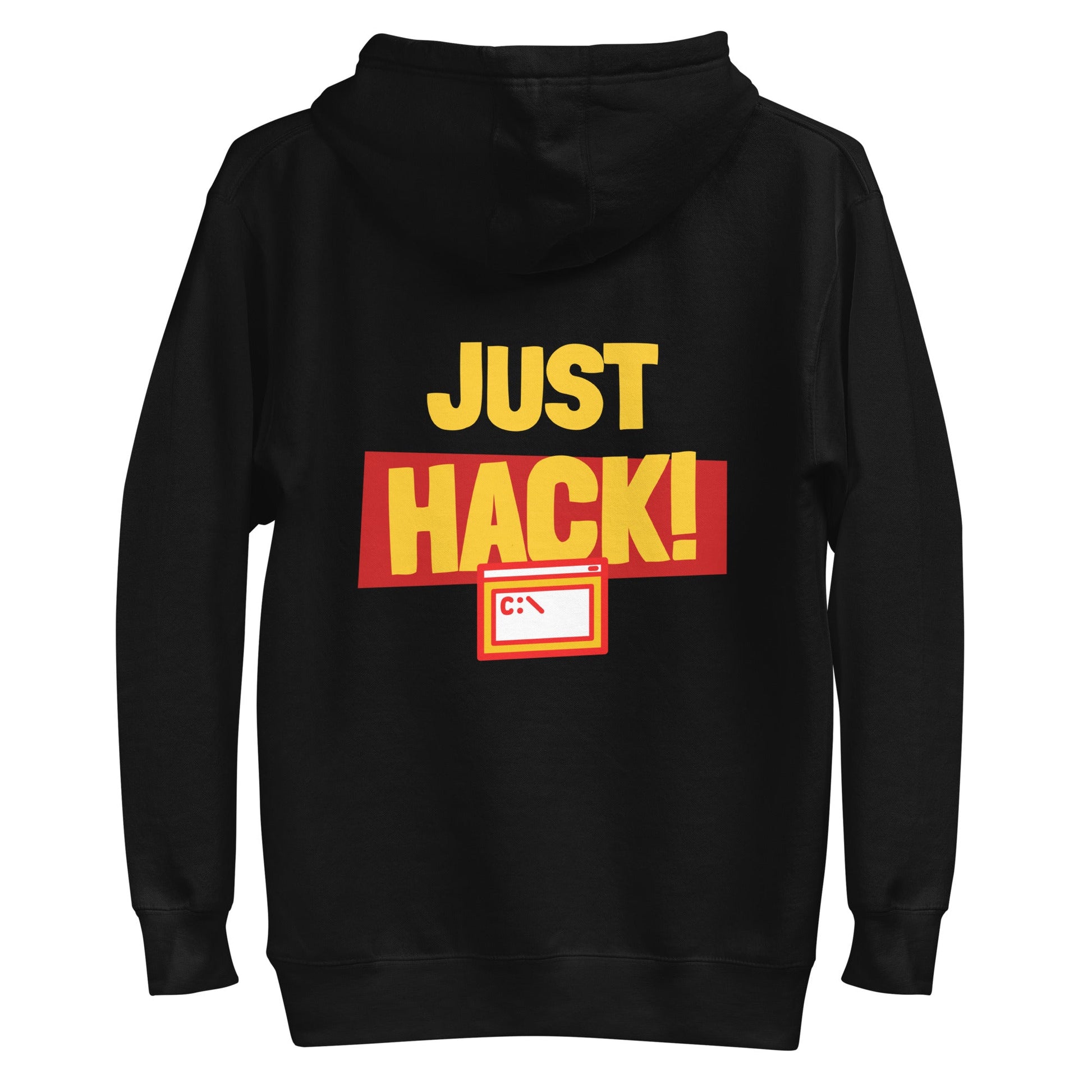 Just Hack (Yellow Text) - Unisex Hoodie ( Back Print ) by DarkByteGear