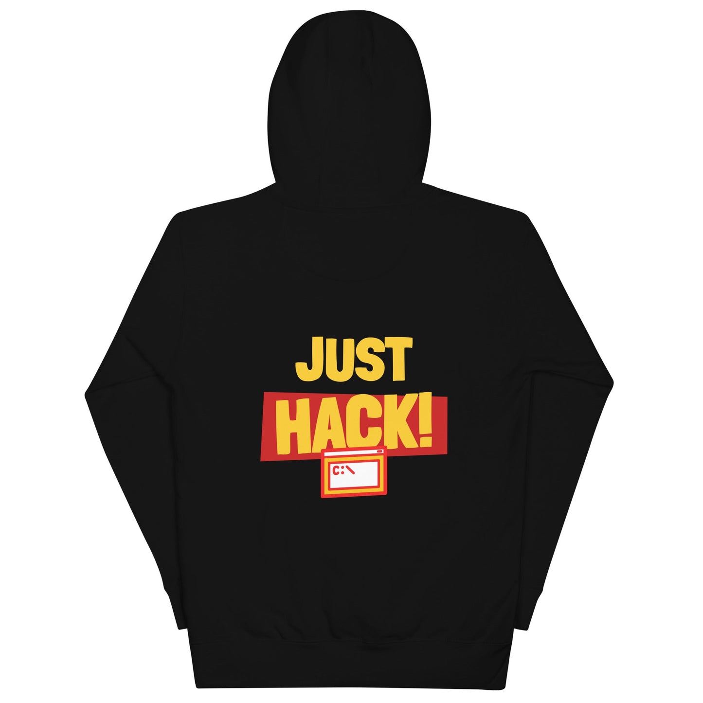 Just Hack (Yellow Text) - Unisex Hoodie ( Back Print ) by DarkByteGear