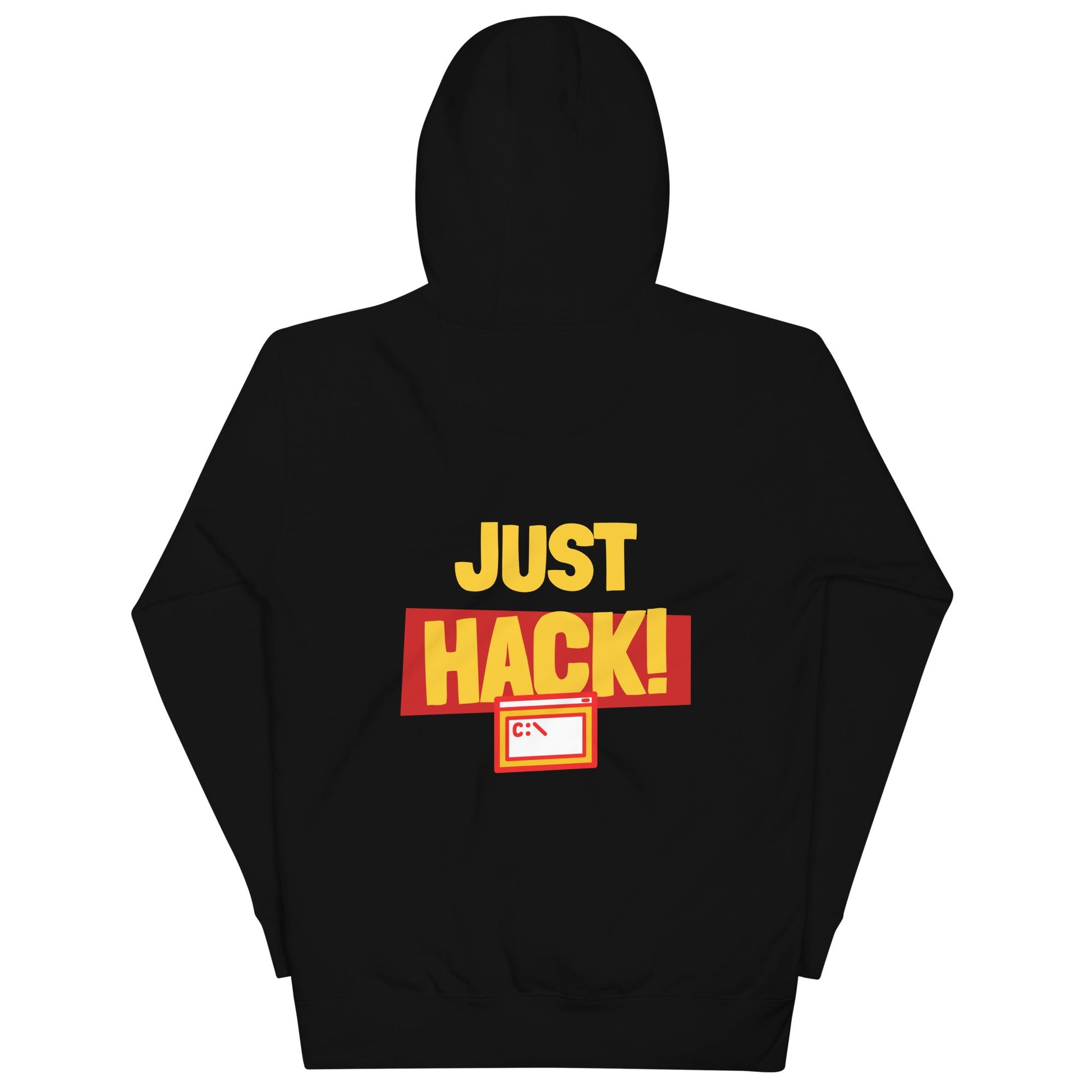 Just Hack (Yellow Text) - Unisex Hoodie ( Back Print ) by DarkByteGear