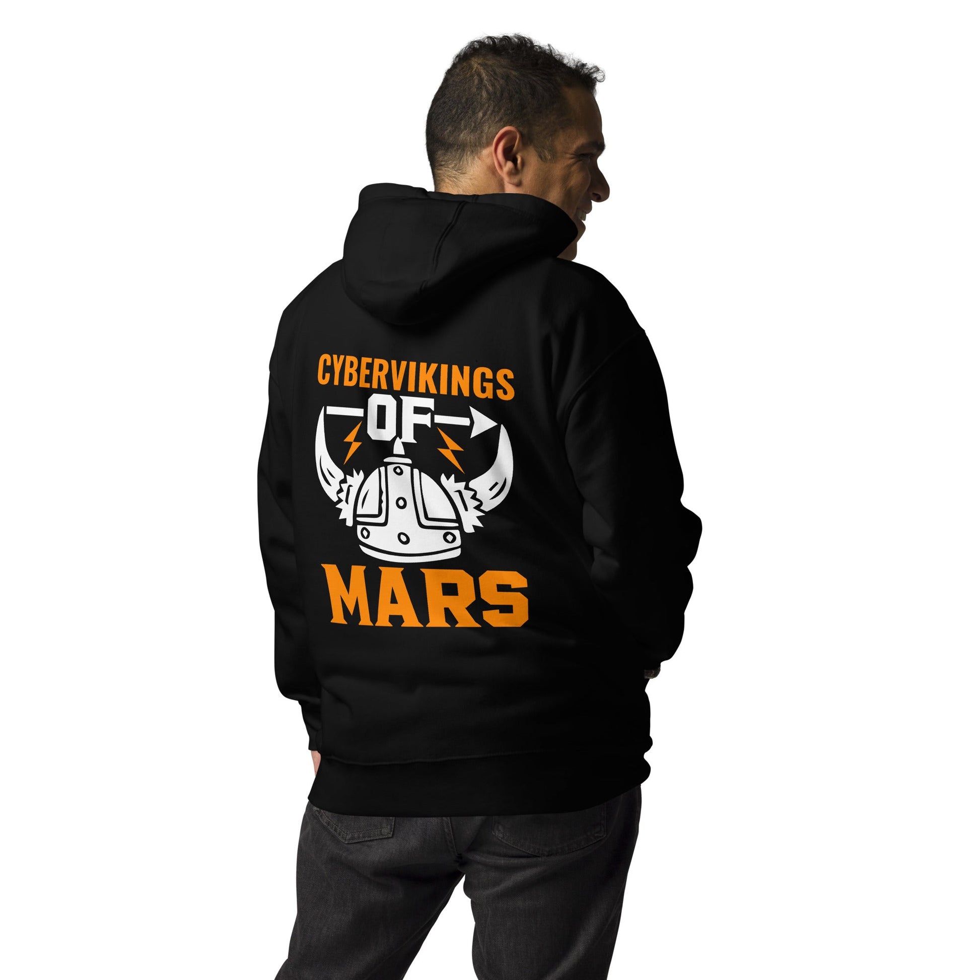 Cyberviking of Mars - Unisex Hoodie ( Back Print ) by DarkByteGear