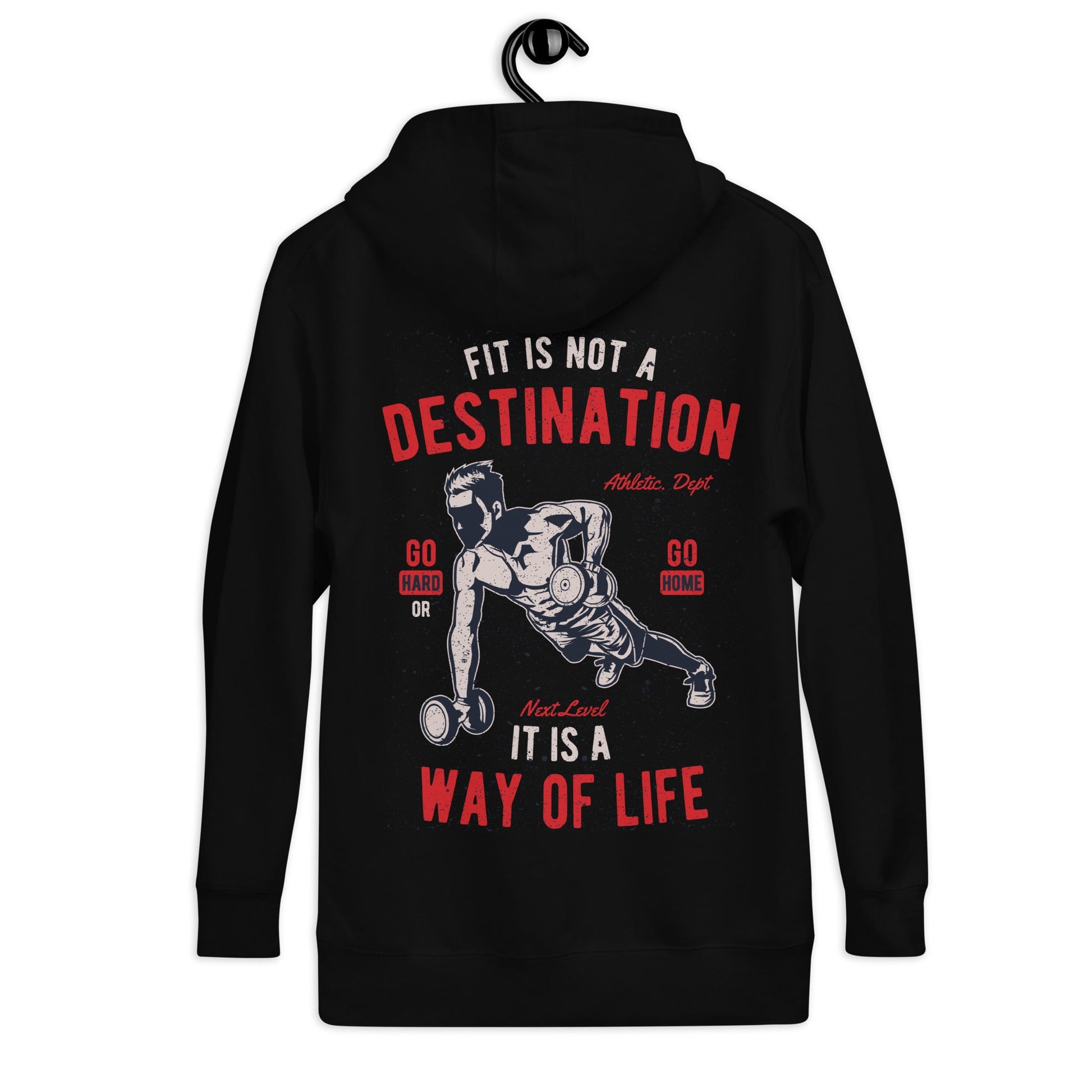 Fit is not a destination: it is a way of life - Unisex Hoodie ( Back Print ) by DarkByteGear