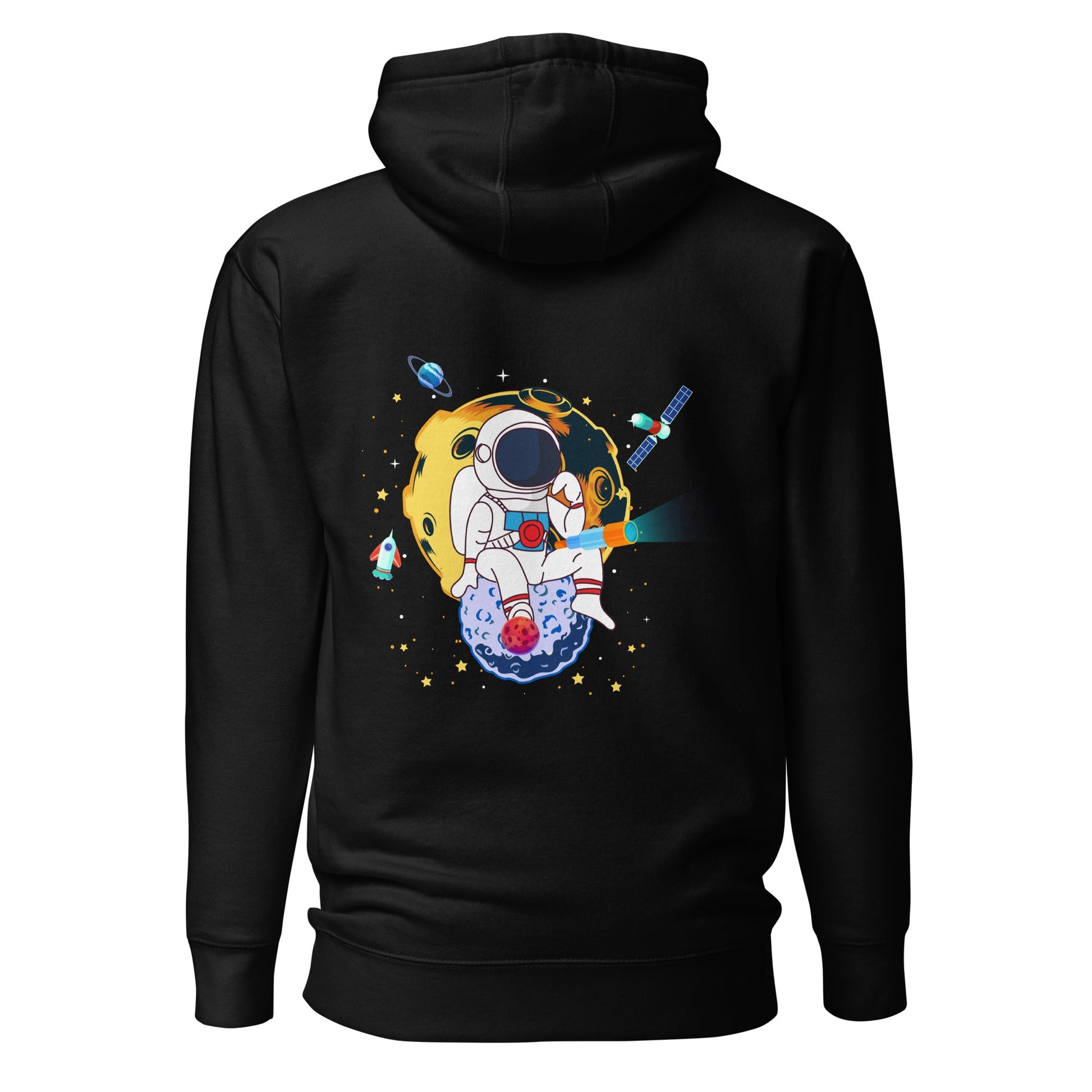 Astranaut catching stars - Unisex Hoodie ( Back Print ) by DarkByteGear