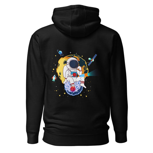 Astranaut catching stars - Unisex Hoodie ( Back Print ) by DarkByteGear