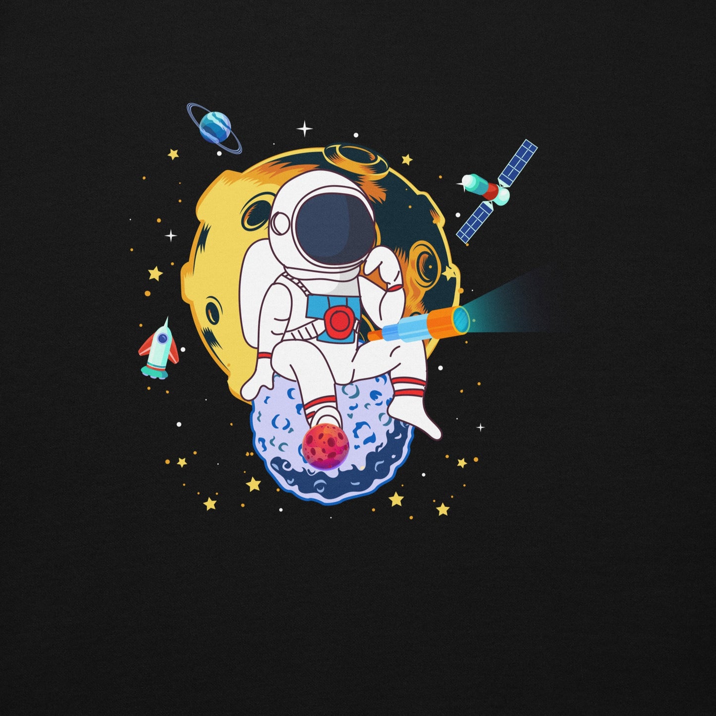 Astranaut catching stars - Unisex Hoodie ( Back Print ) by DarkByteGear