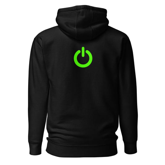Power on - Unisex Hoodie (back print) by DarkByteGear