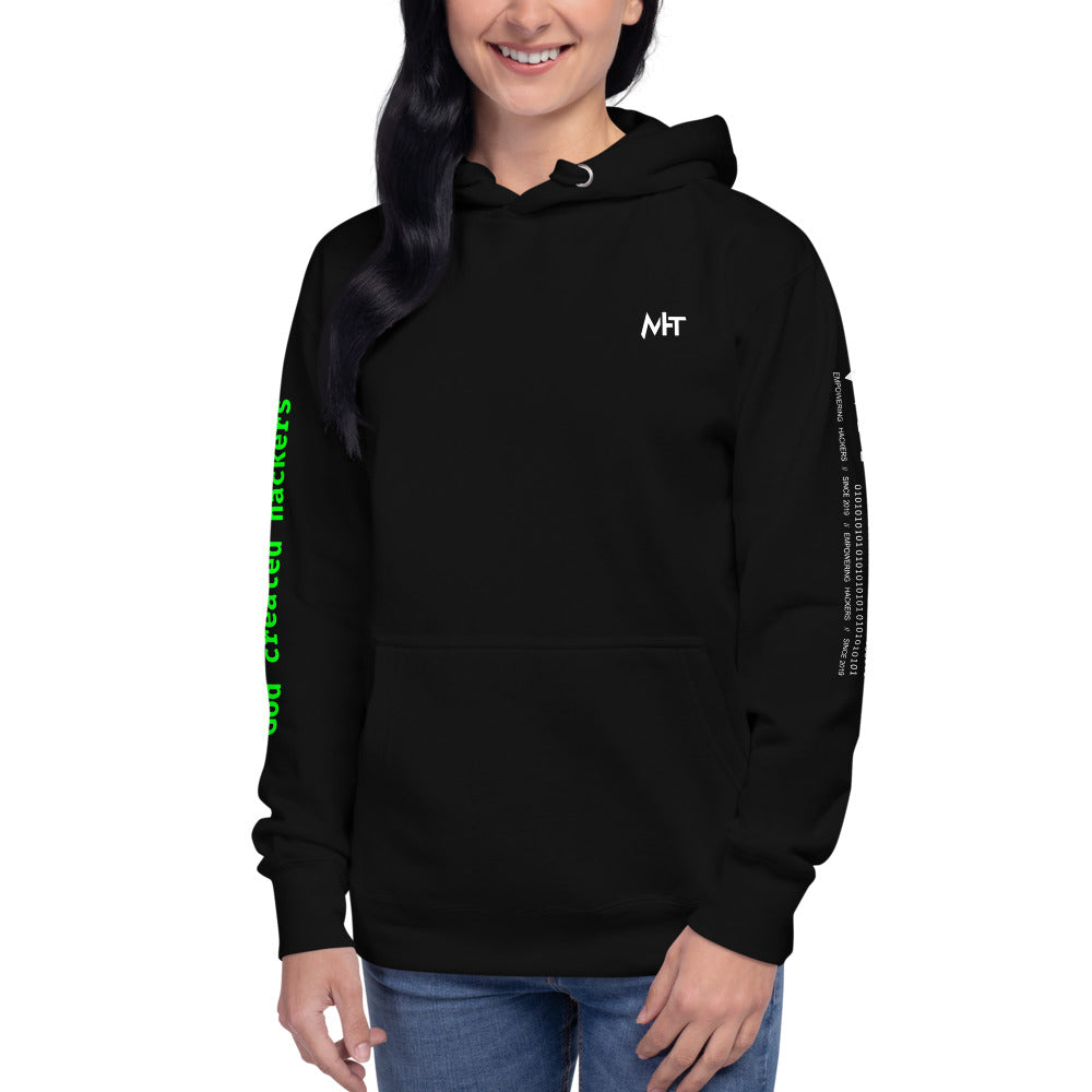 On the 8th day God created hackers - Unisex Hoodie (back print) by DarkByteGear