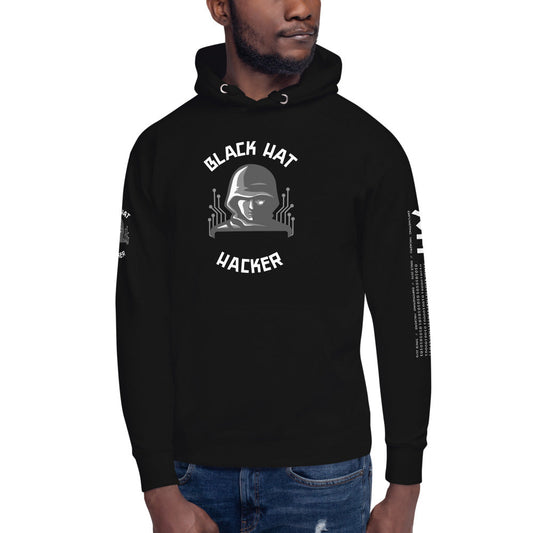 Black Hat Hacker - Unisex Hoodie (back print ) by DarkByteGear