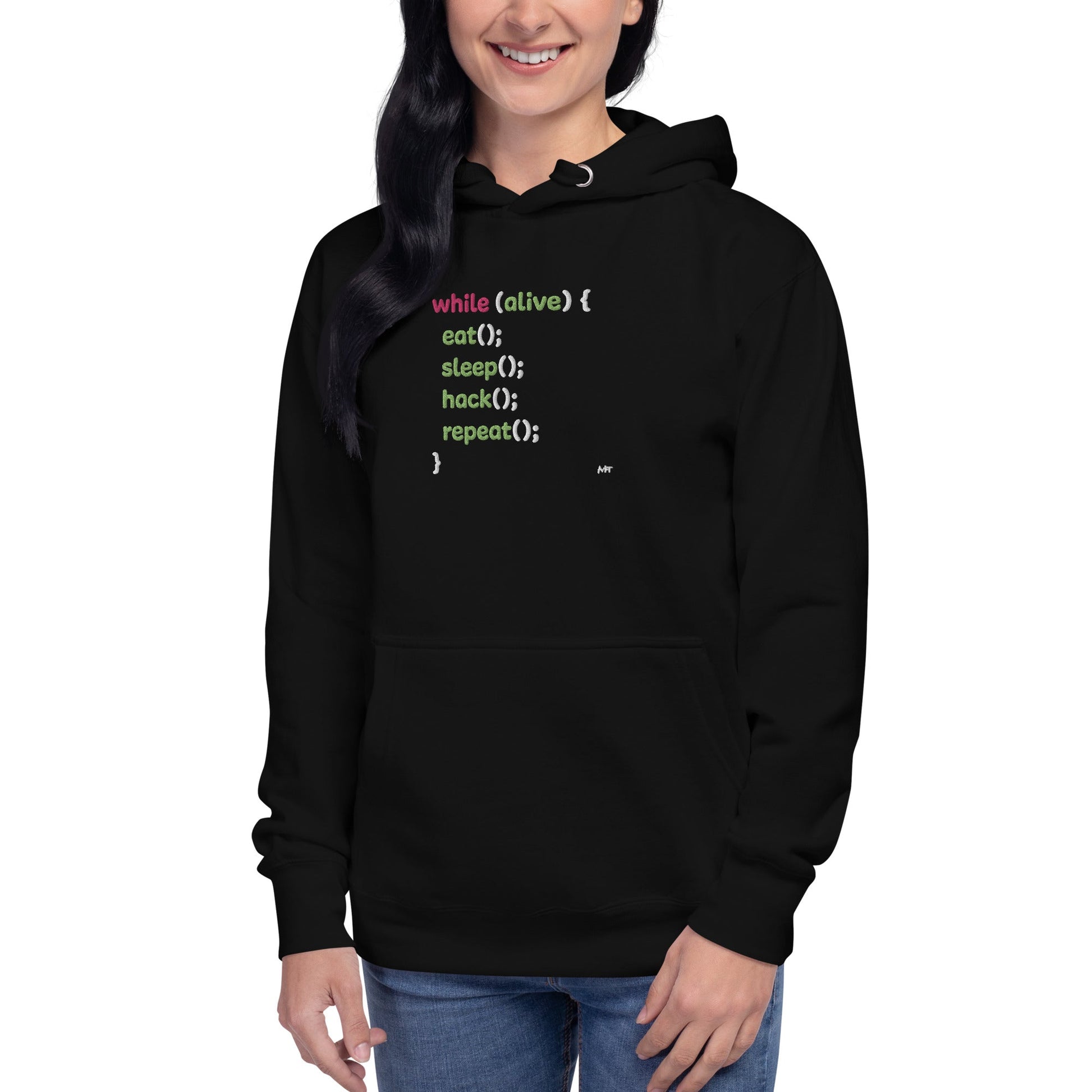 Eat sleep hack repeat - Unisex Hoodie (embroidered) by DarkByteGear