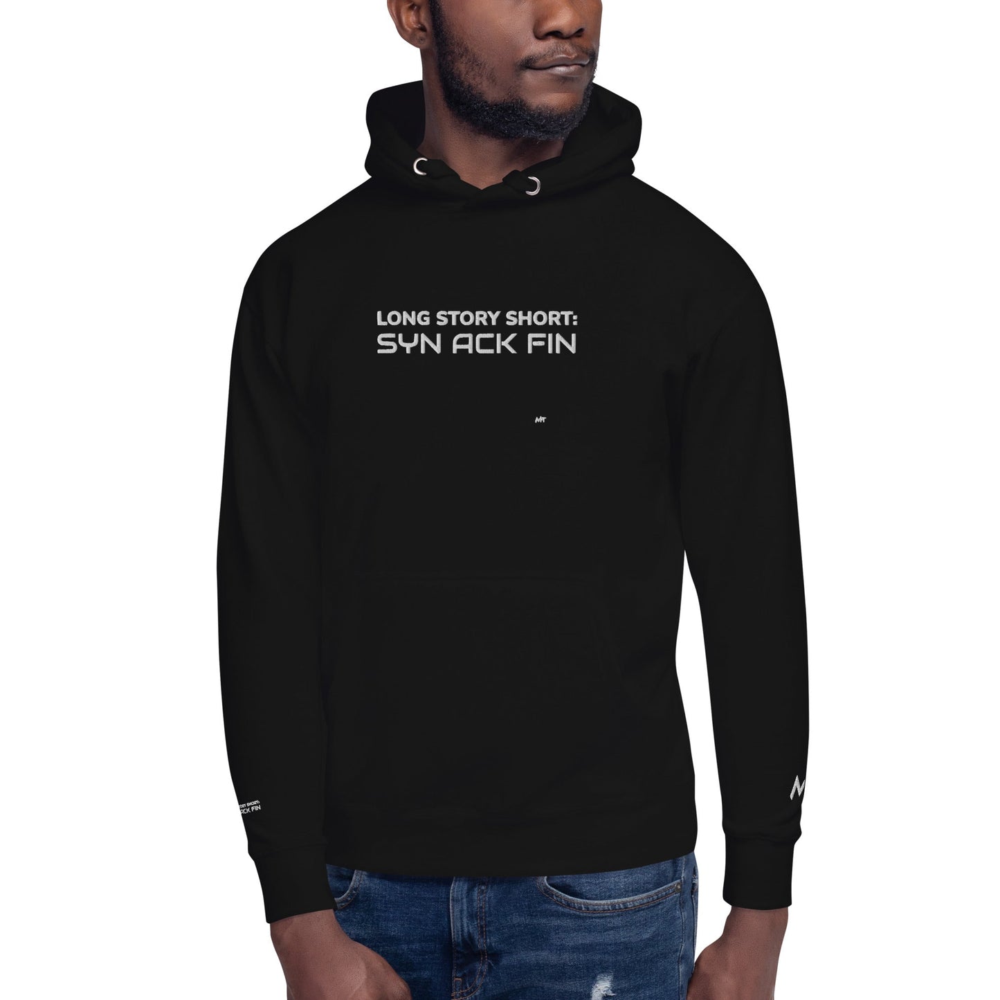 Long story short - Syn Ack Fin - Unisex Hoodie (Embroidery) by DarkByteGear