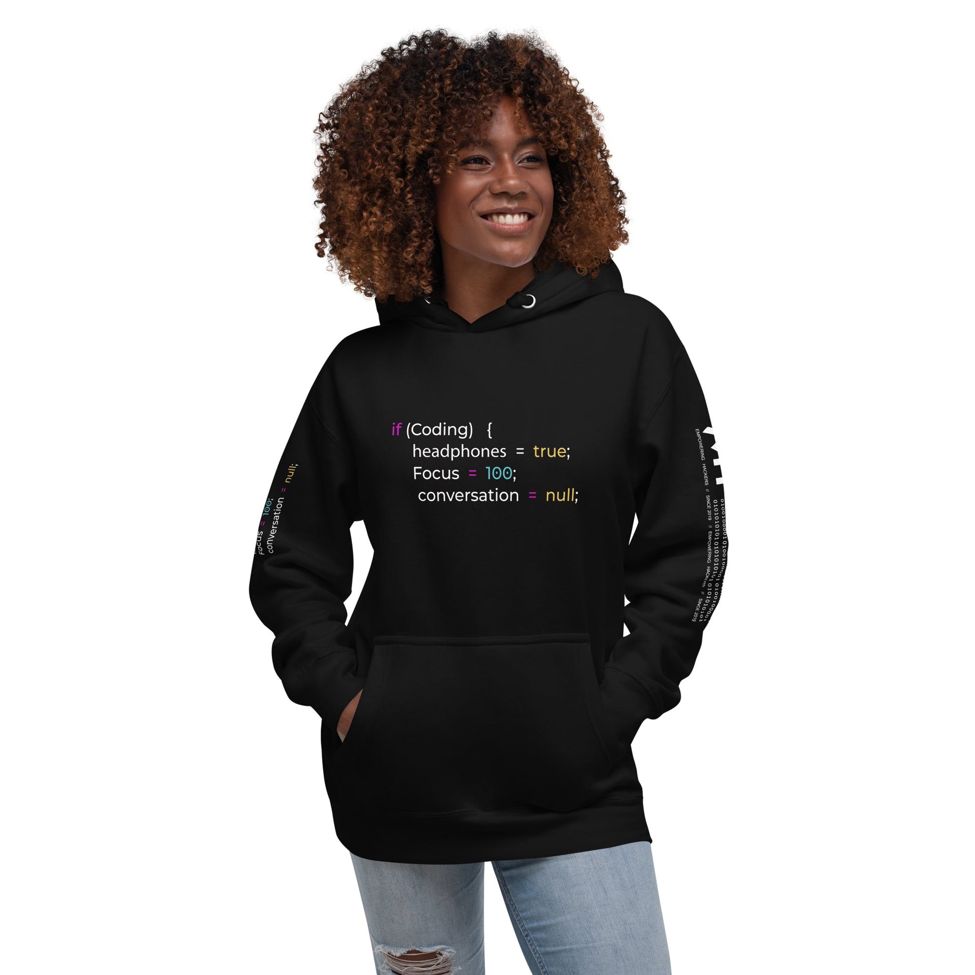If coding headphones true focus 100 conversation null - Unisex Hoodie by DarkByteGear