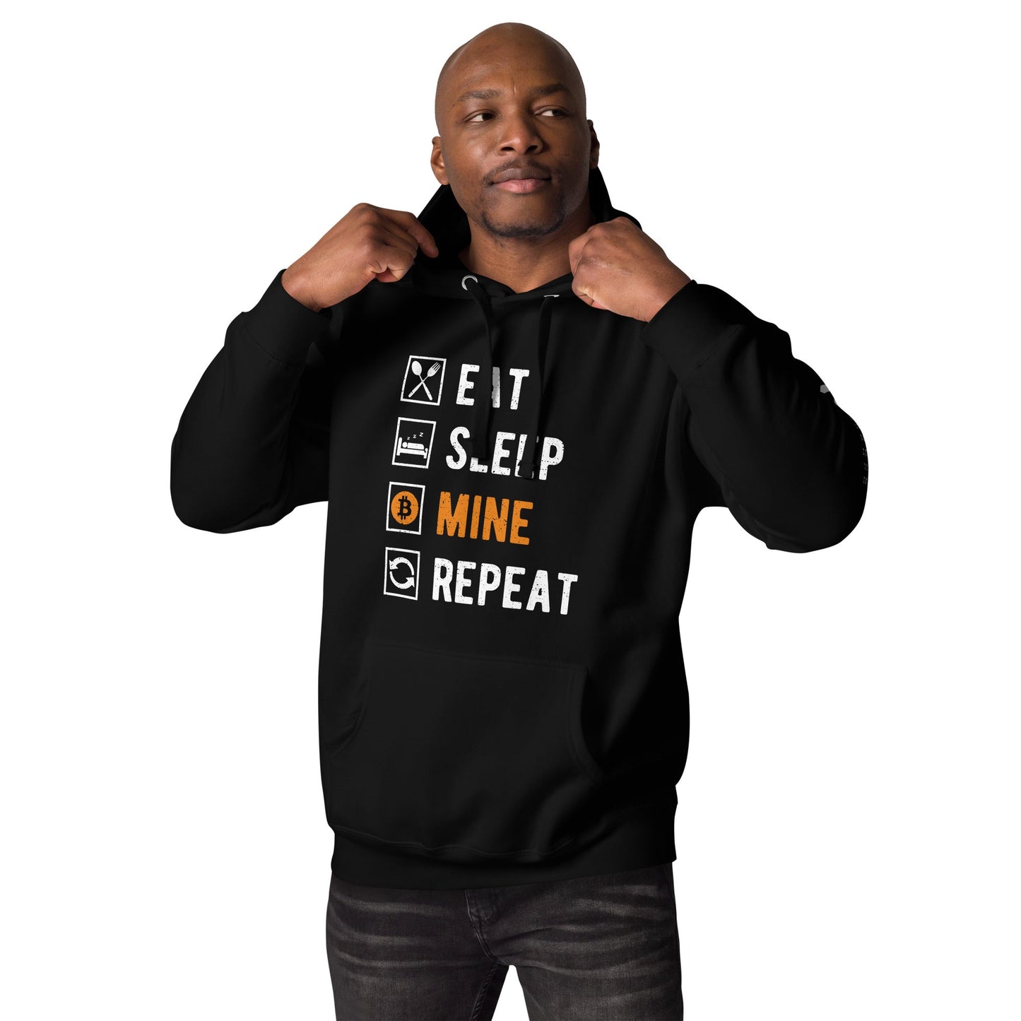 Eat, Sleep, Bitcoin Mine and Repeat Unisex Hoodie by DarkByteGear