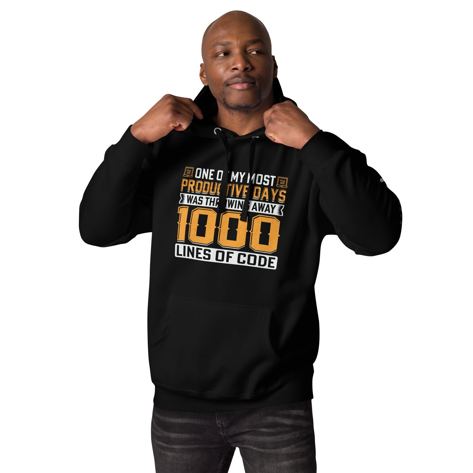 One of My Most Productive Days was throwing away 1000 lines of Code Unisex Hoodie by DarkByteGear