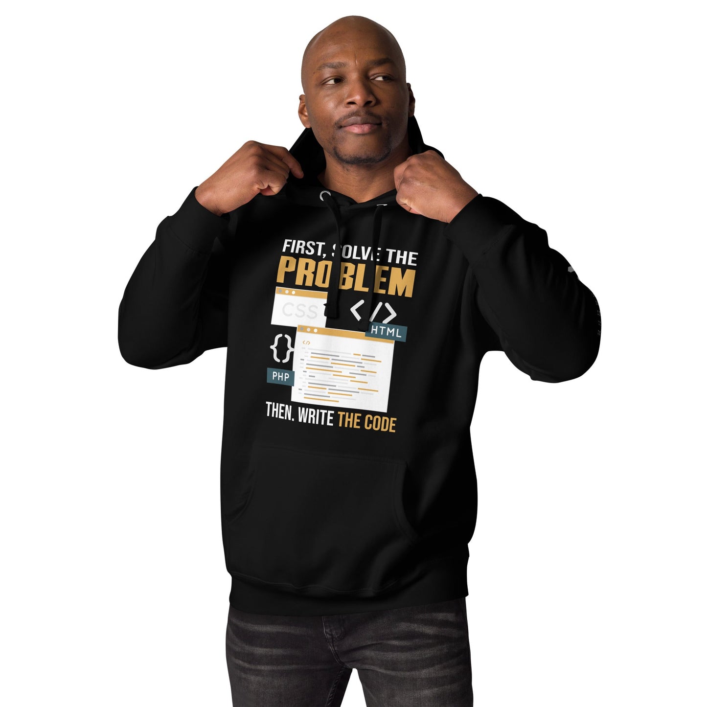 First, Solve the problem; then, Write the code V2 - Unisex Hoodie by DarkByteGear