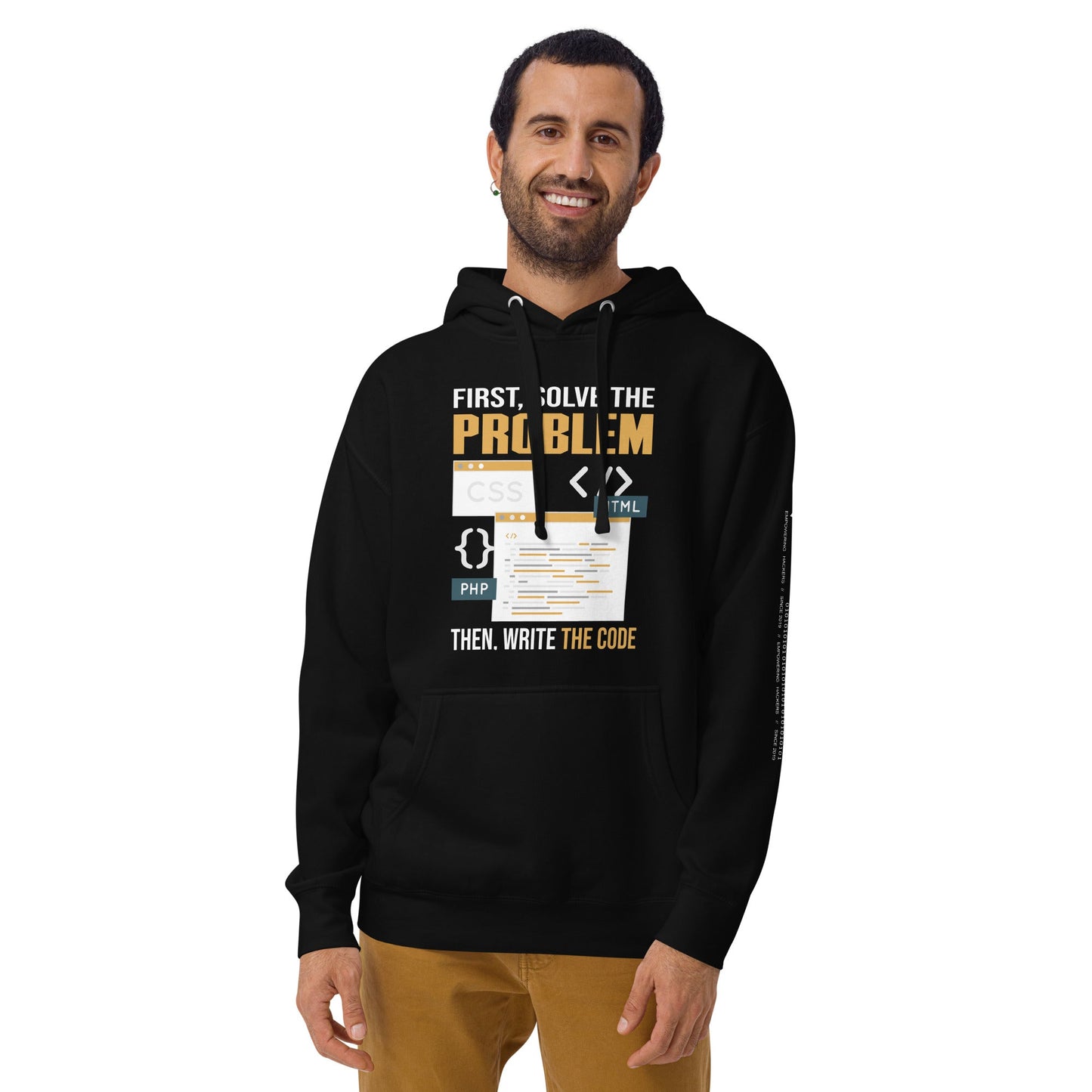 First, Solve the problem; then, Write the code V2 - Unisex Hoodie by DarkByteGear