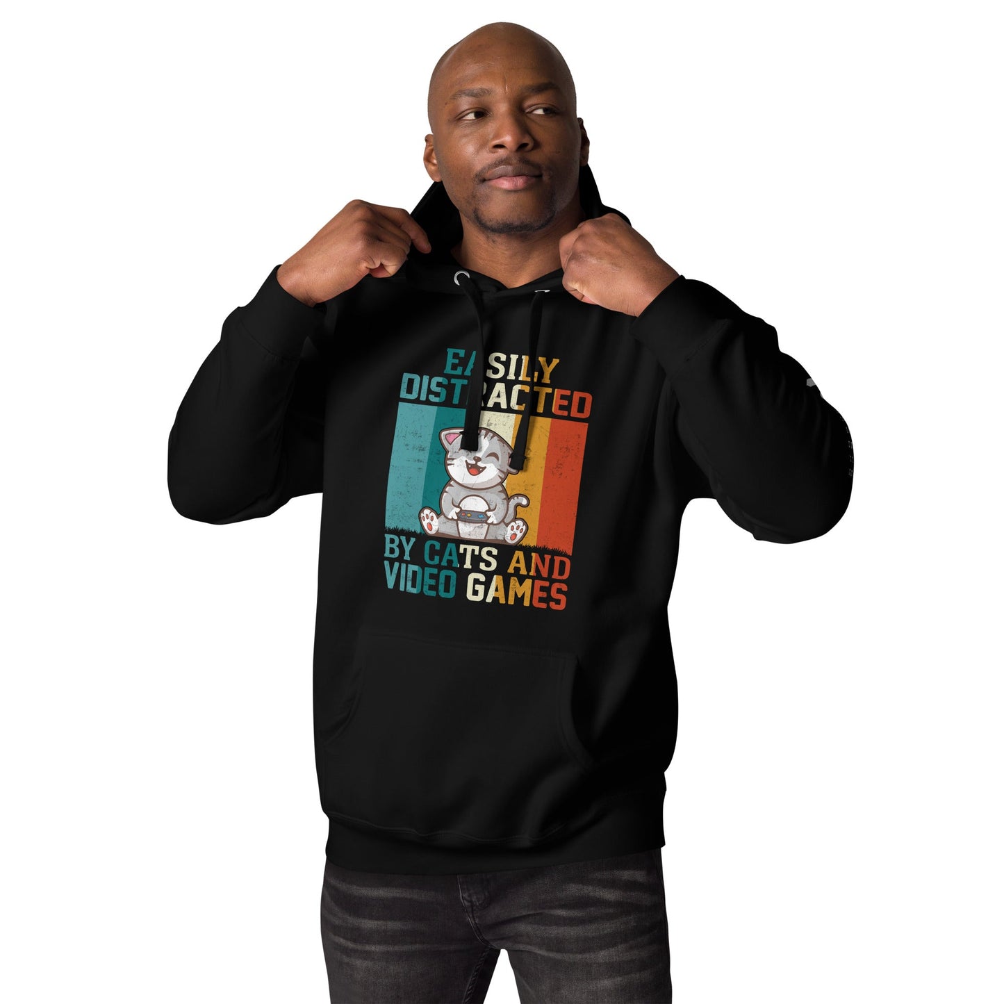 Easily Distracted by Cats and Video games Unisex Hoodie by DarkByteGear