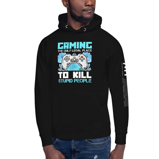 Gaming is the only Legal Place - Blue V Unisex Hoodie by DarkByteGear